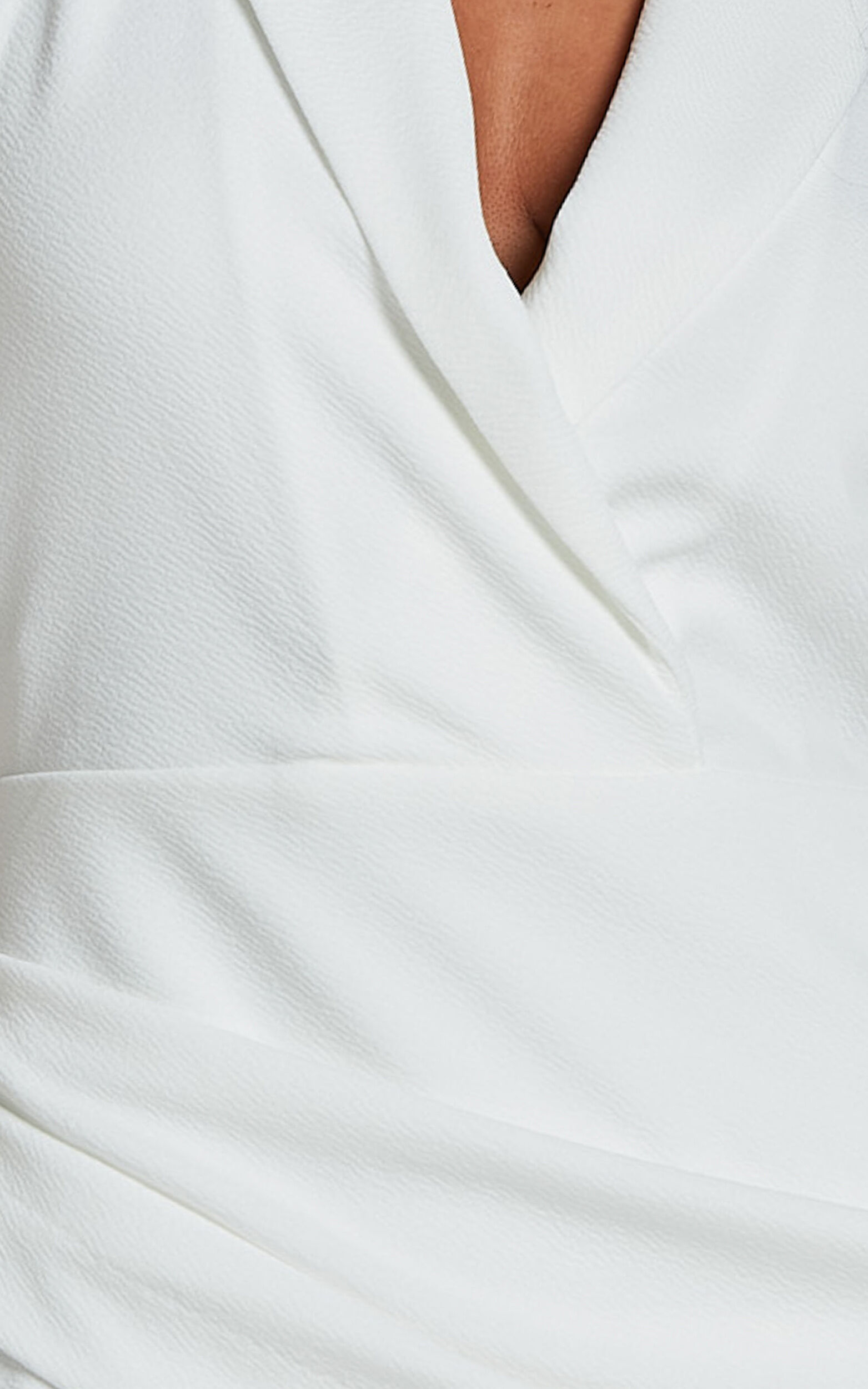 Marielyn Mini Dress - Collared Sleeveless Draped Dress in White