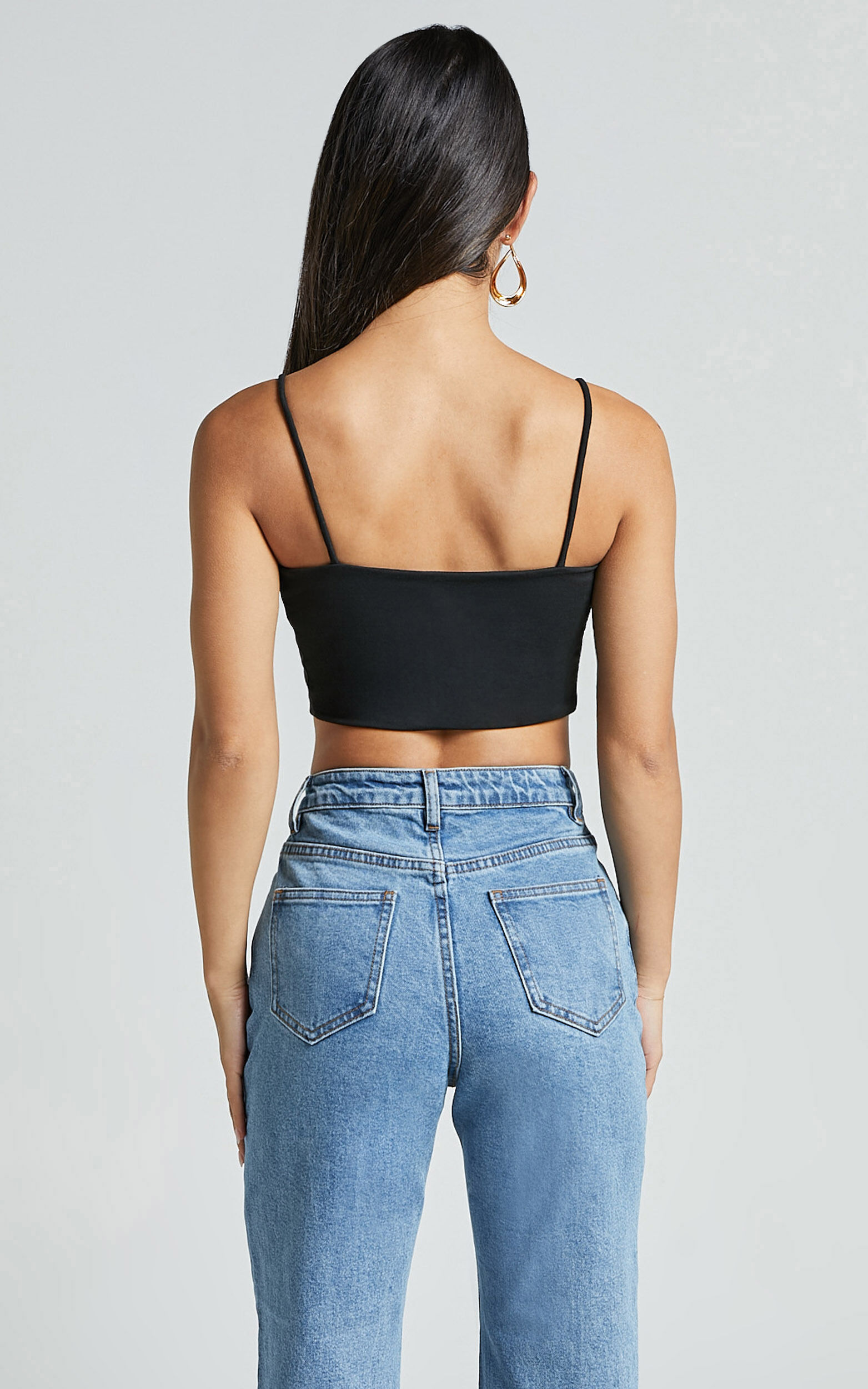 Modern Gal Top - Jersey Cami Crop Top in Black