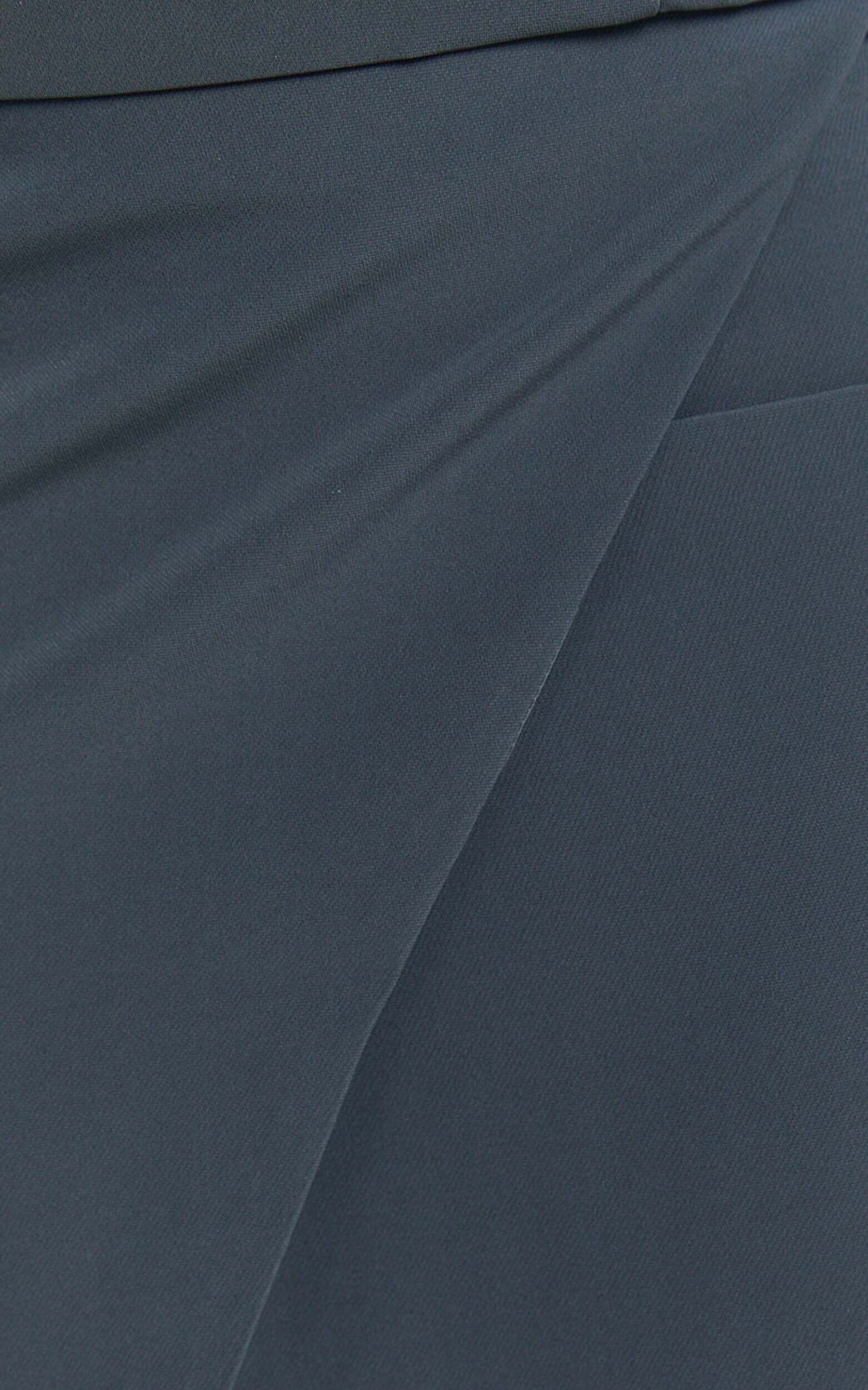 Jenni Midi Skirt - Asymmetric Cross Over Mid Waisted Skirt in Slate Grey