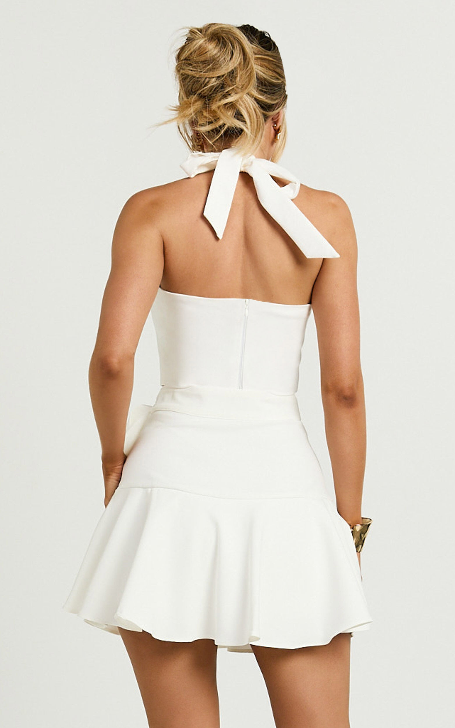 Virginia Skort - Tie Side Skater Skort in Off White