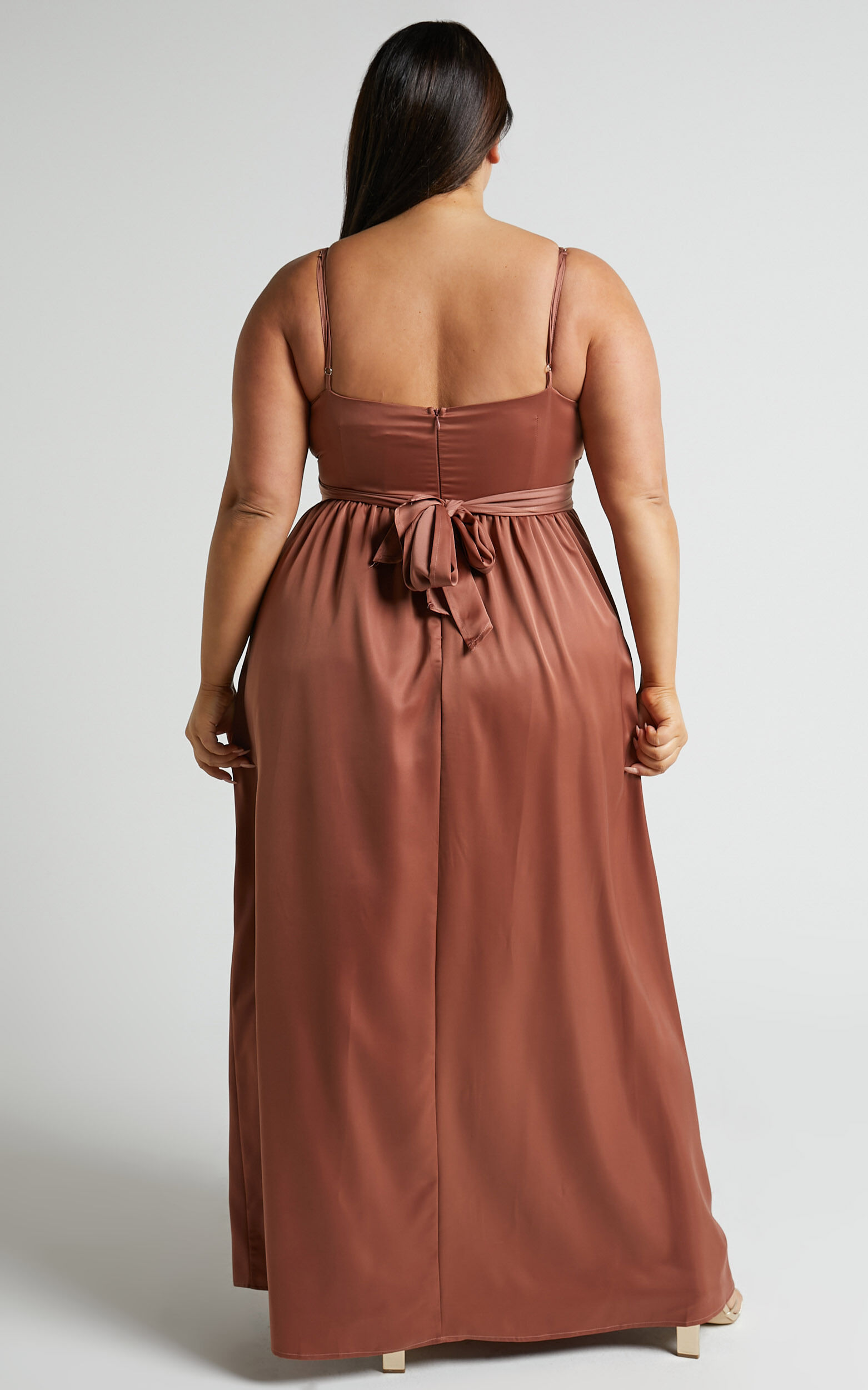Revolve Around Me Midi Dress - V Neck Wrap Dress in Dusty Rose