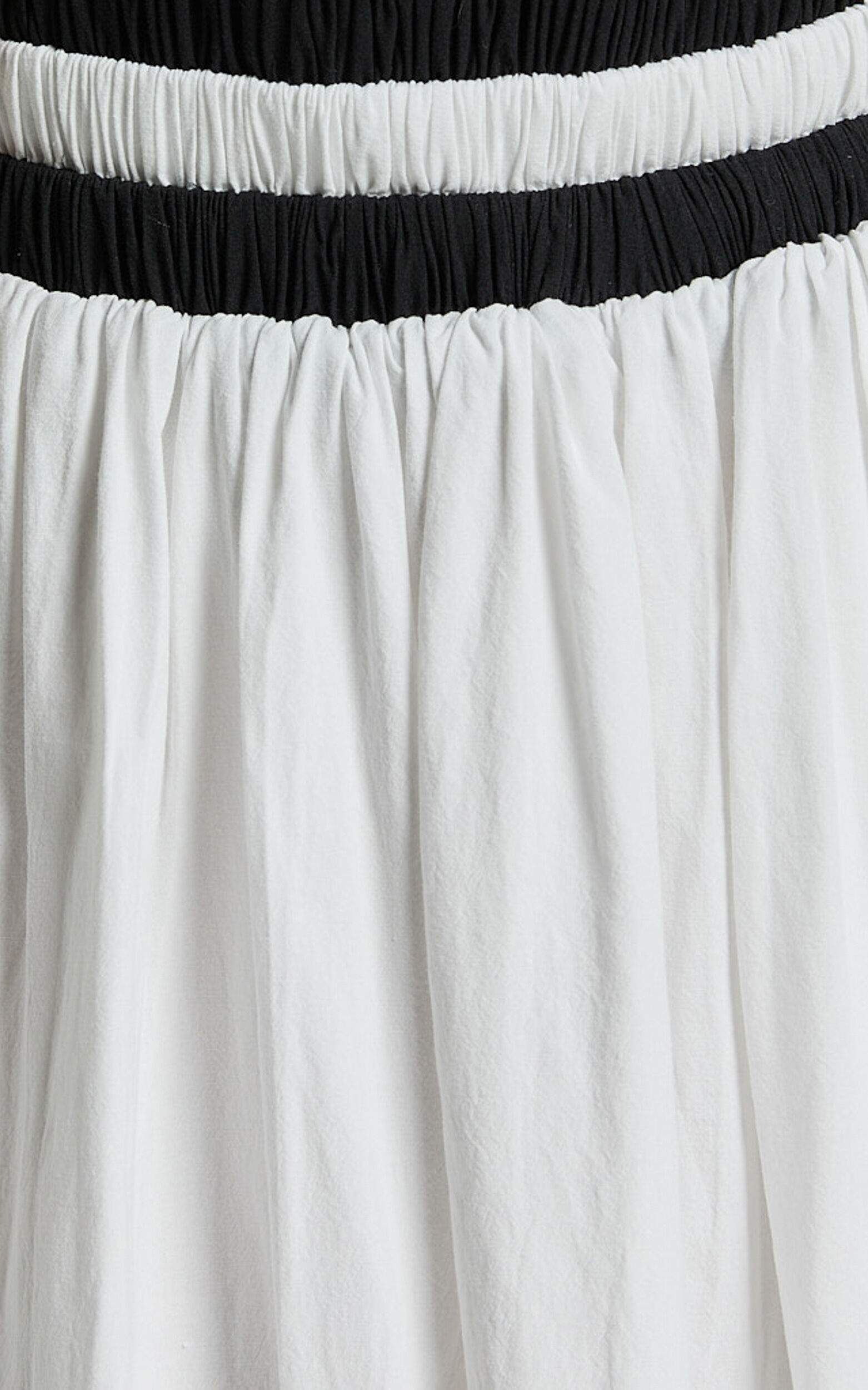 Sapphire Two Piece Set - Contrast Band Crop Top and A Line Maxi Skirt in White & Black