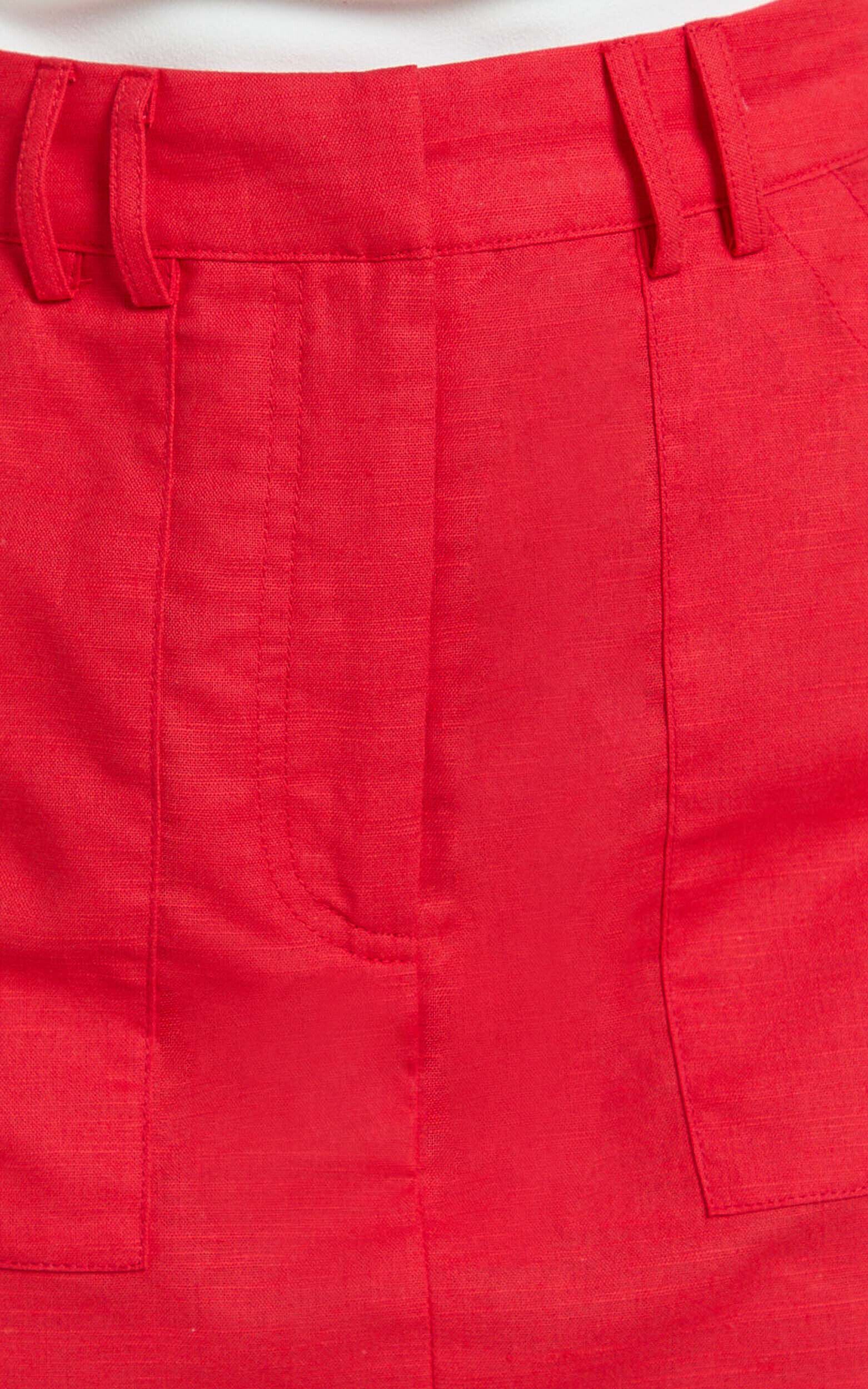 Dream Linen Skort - High Waisted A Line Skort in Red