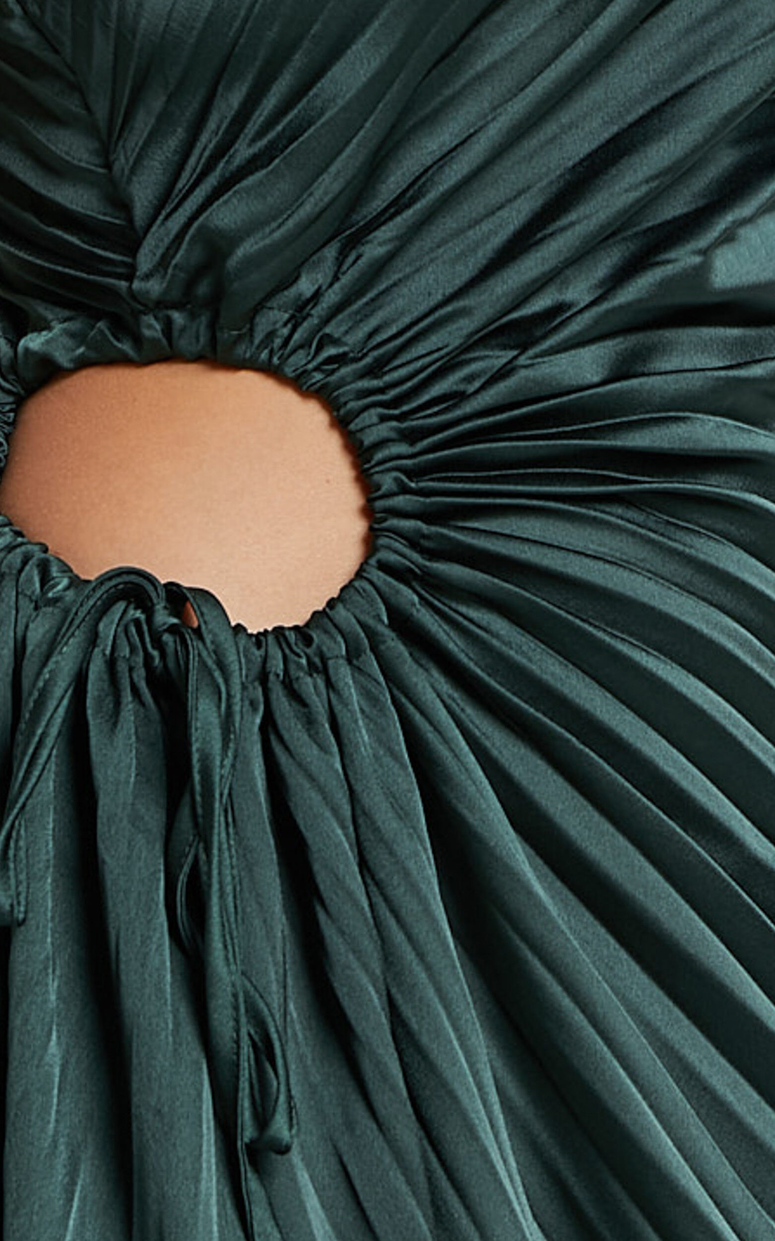 Kitsune Maxi Dress - One Shoulder Cut Out Dress in Emerald Green