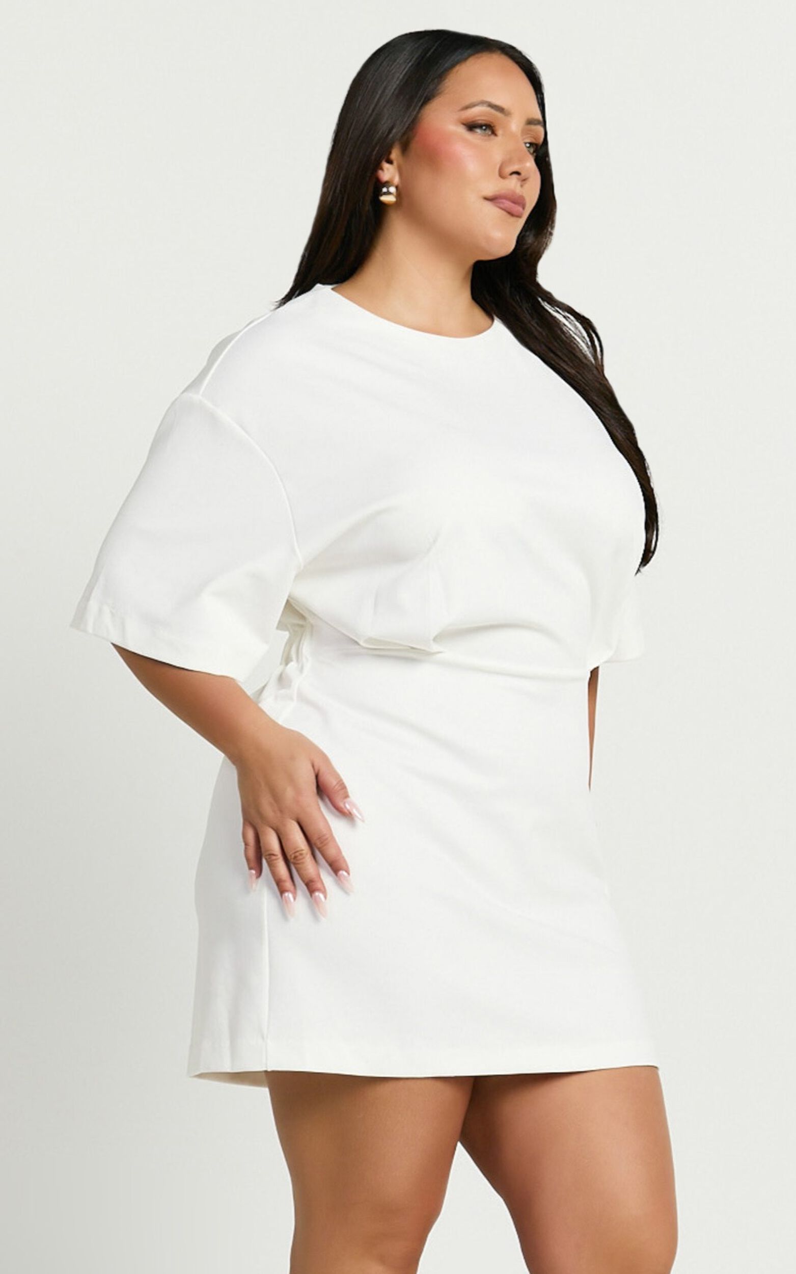 Karyna Mini Dress - Short Sleeve Boxy T-shirt Dress in White