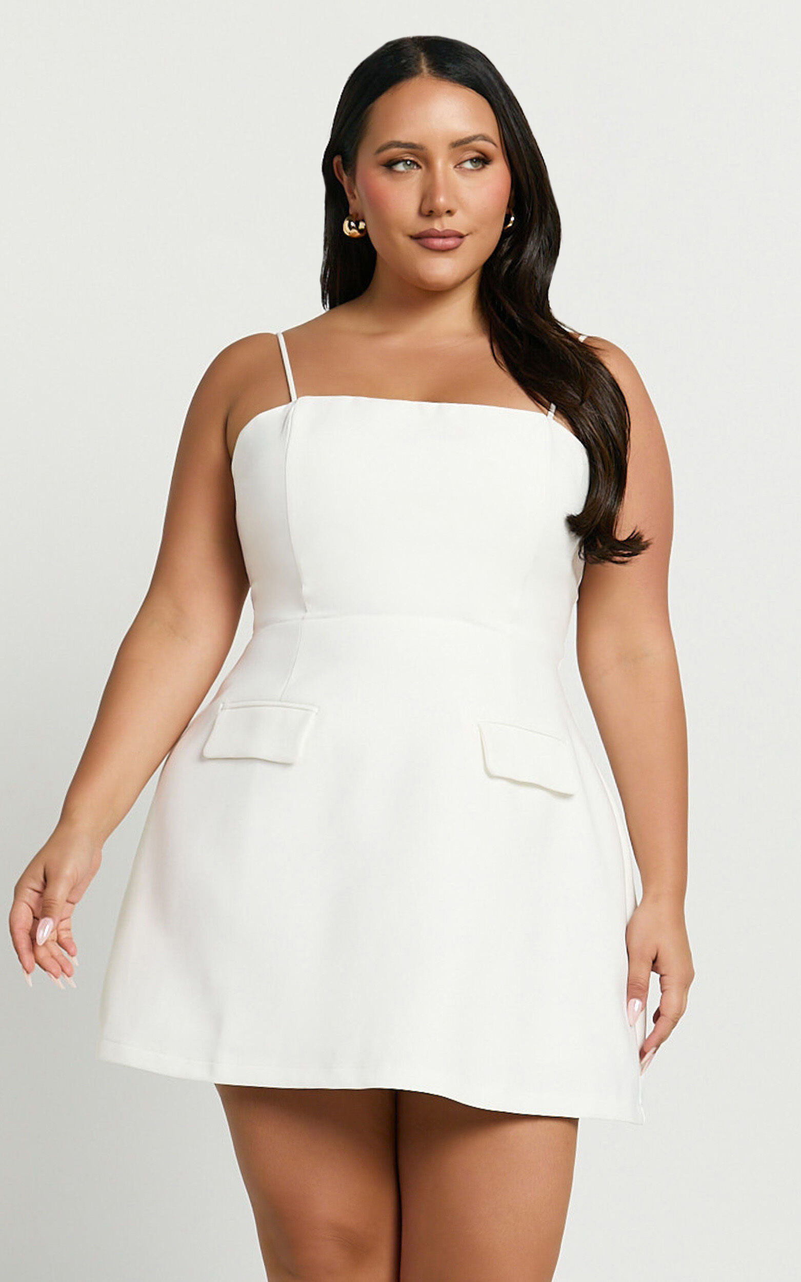 Katia Mini Dress - Strappy Corset A Line Dress in White