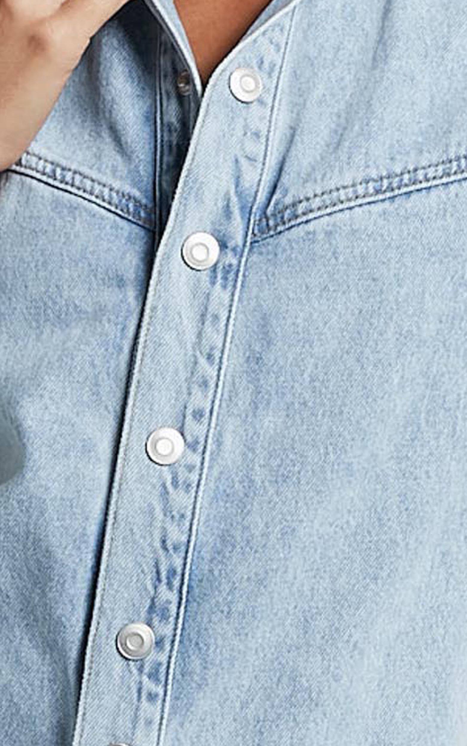 Reid Playsuit - Button Through Denim Playsuit in Light Blue Wash