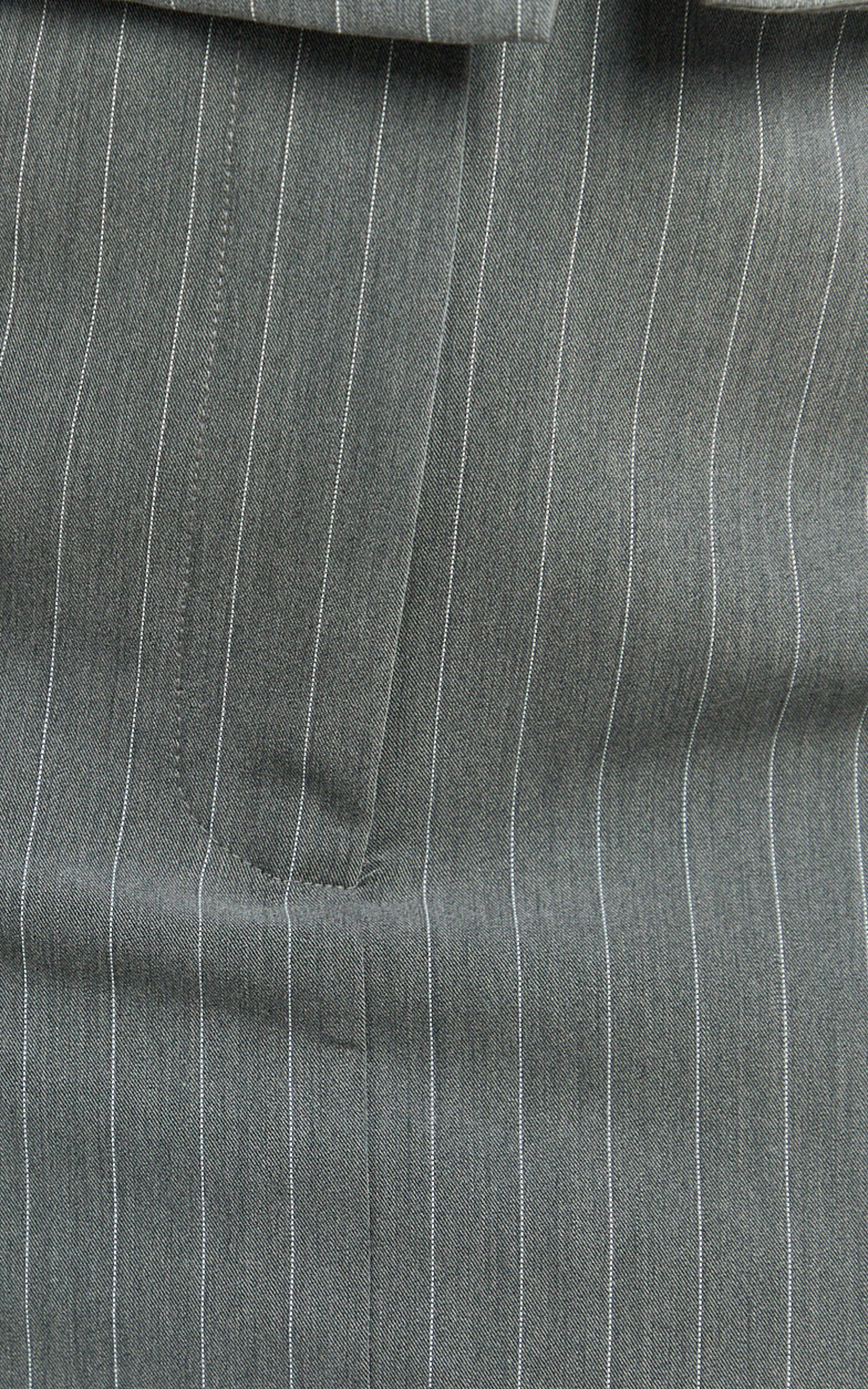 Fiona Mini Skort - Pinstripe Waistband Fly Front Fitted Skirt in Dark Grey