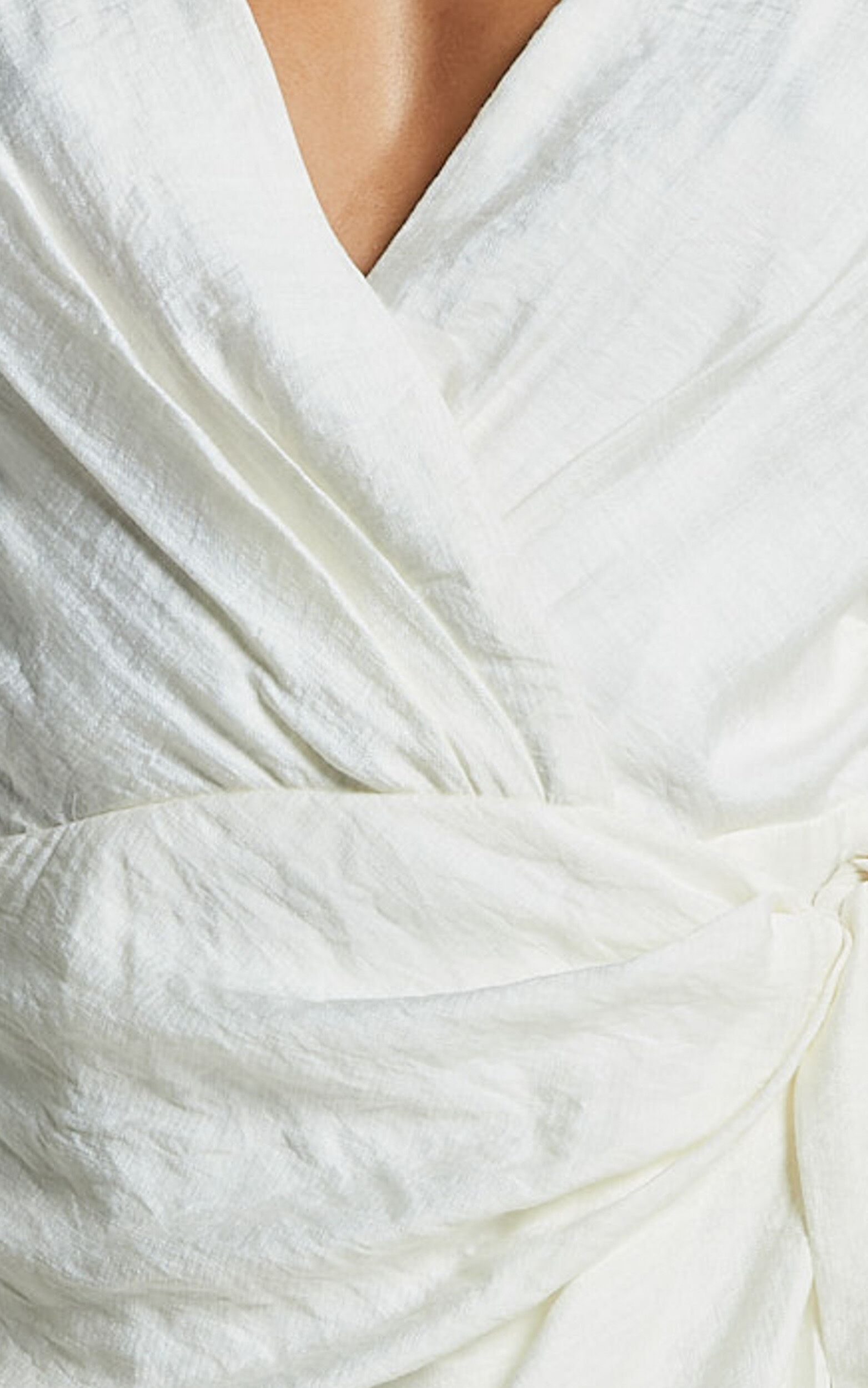 Taylor Midi Dress - Long Sleeve Wrap Dress in White