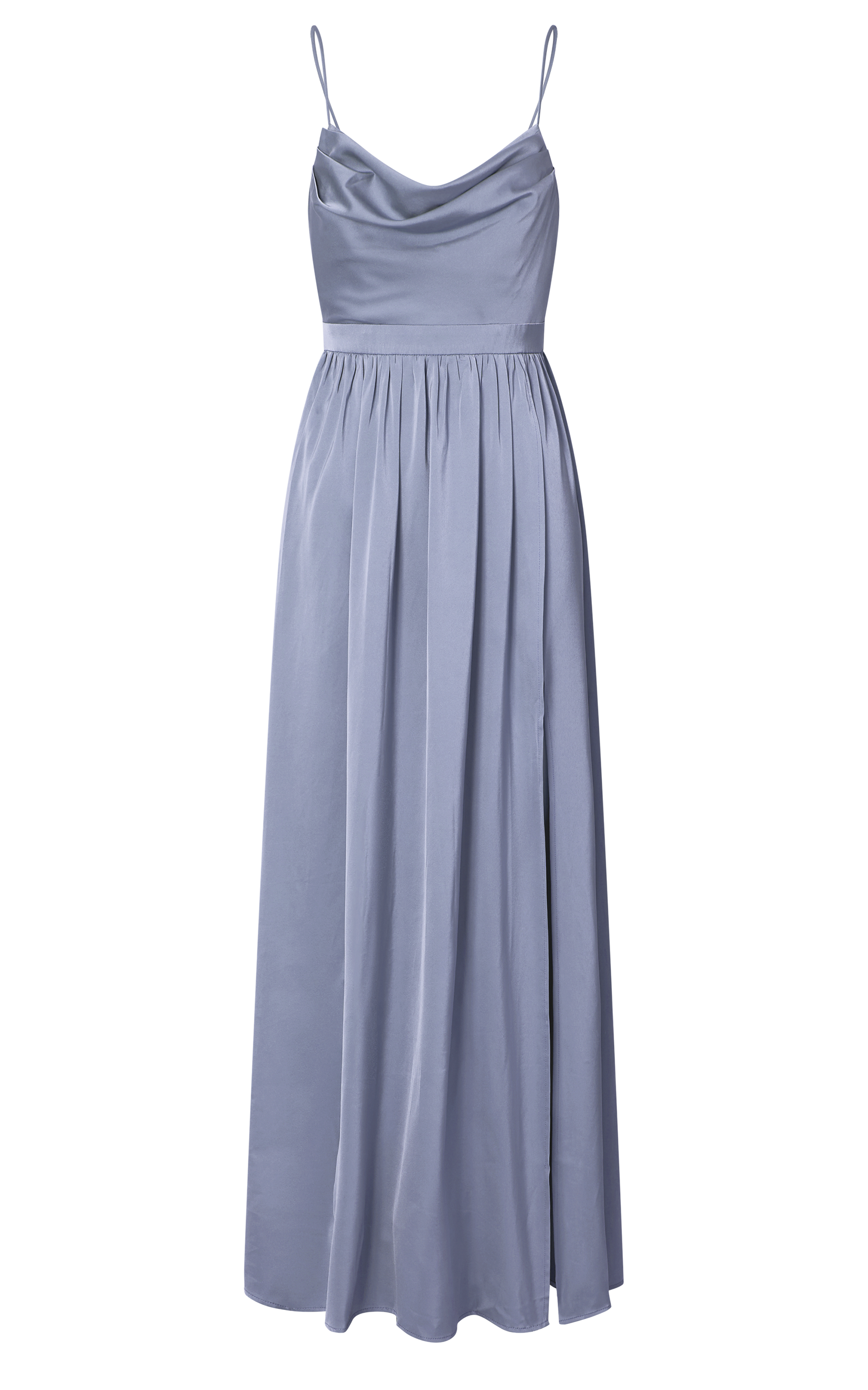 Gemalyn Maxi Dress - Cowl Neck Thigh Split Dress in Sky Blue