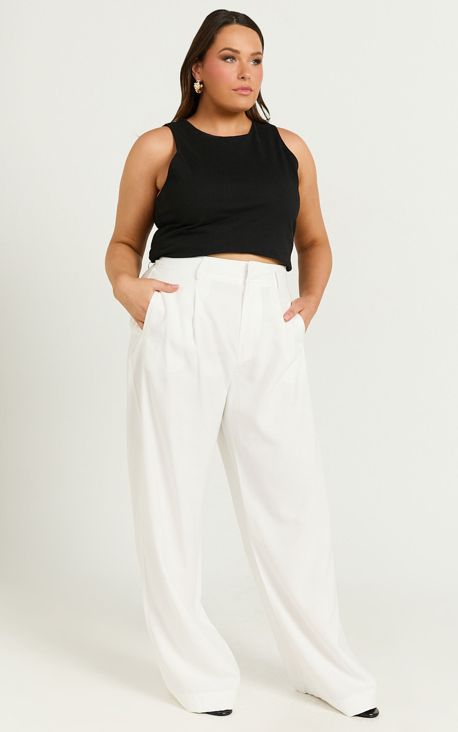 Augustus Pants - High Waisted Wide Leg Tailored Pants in White