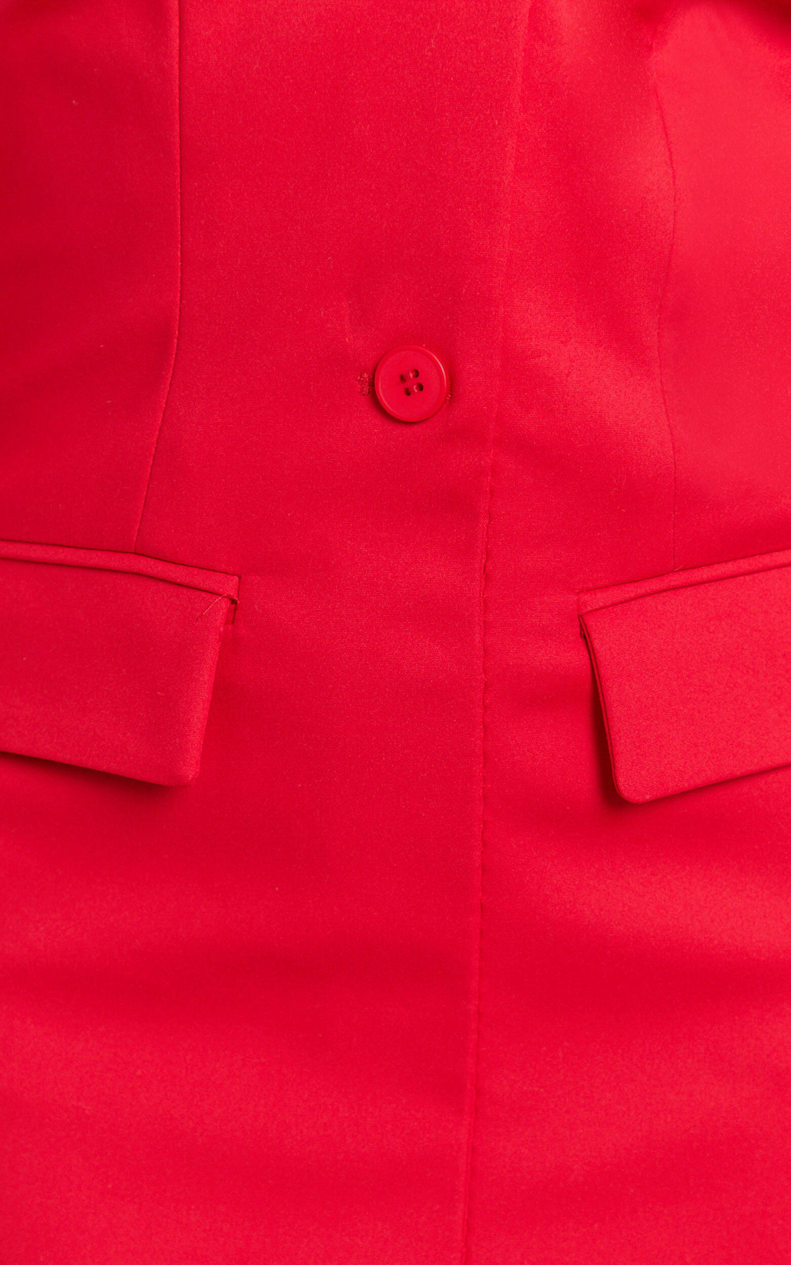 Anabelle Mini Dress - Tailored Off Shoulder Dress in Red