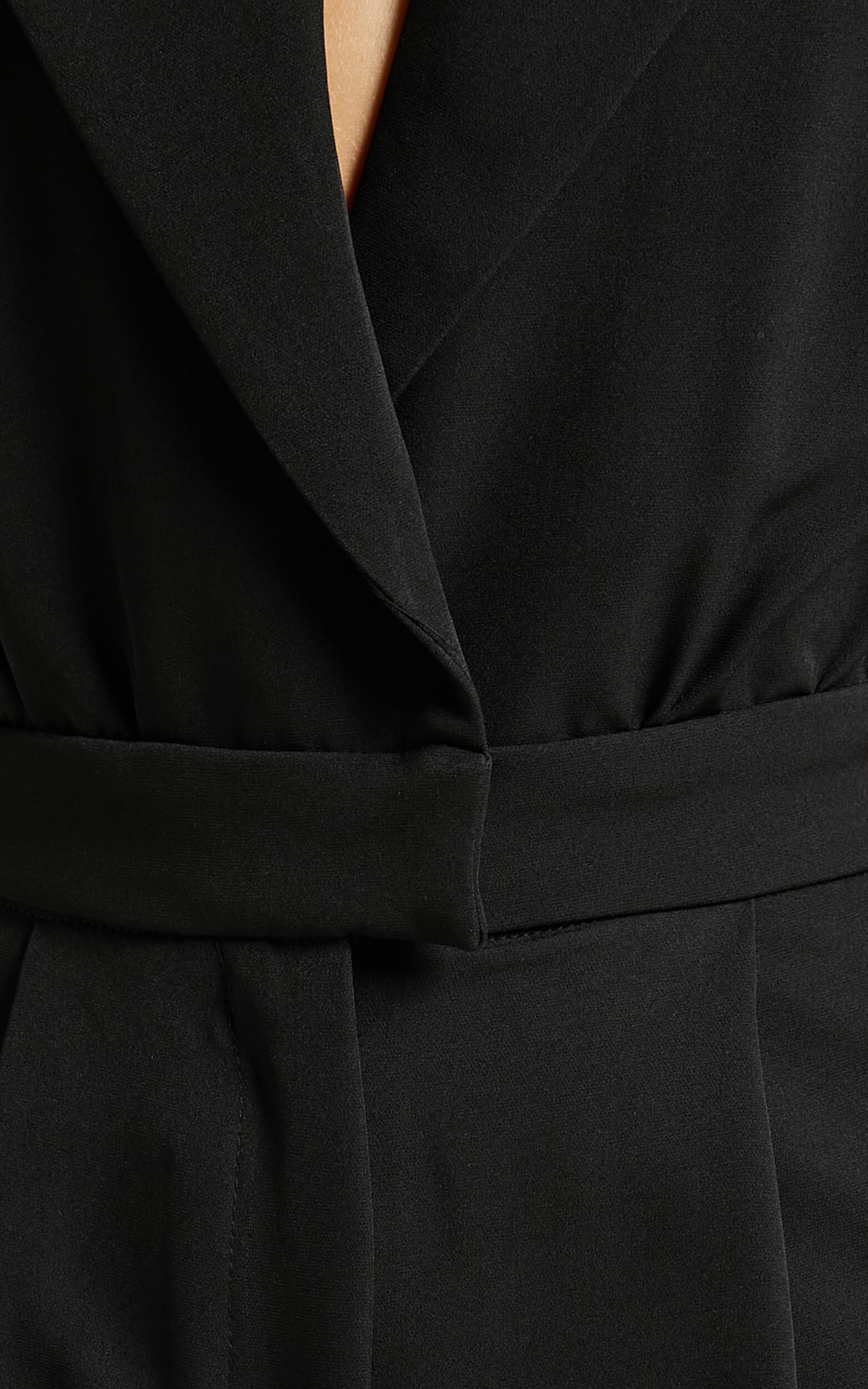 Coco Jumpsuit - Collared Short Sleeve Straight Leg Jumpsuit in Black