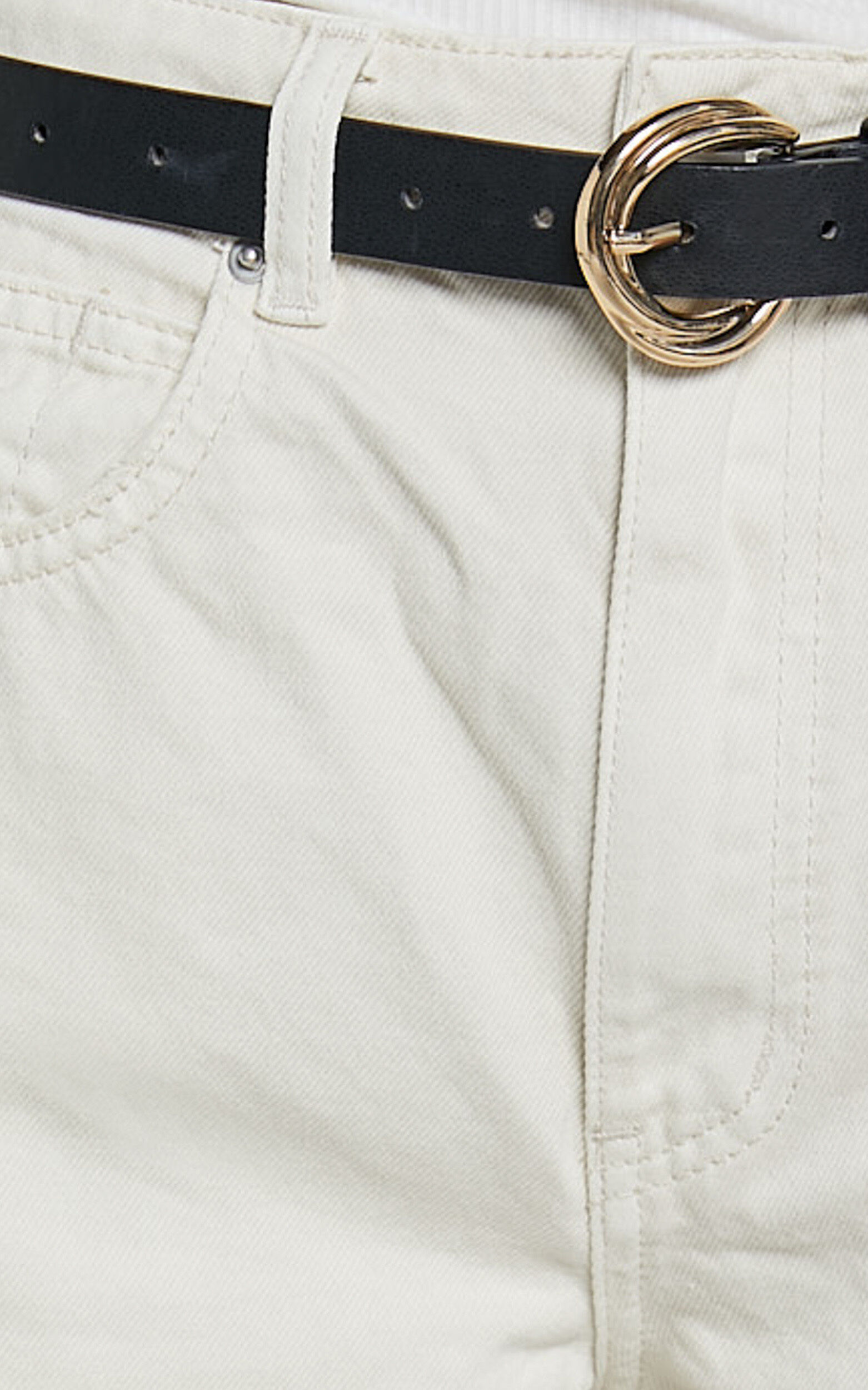 Mindae Shorts - Recycled Cotton Ripped Denim Shorts in Ecru