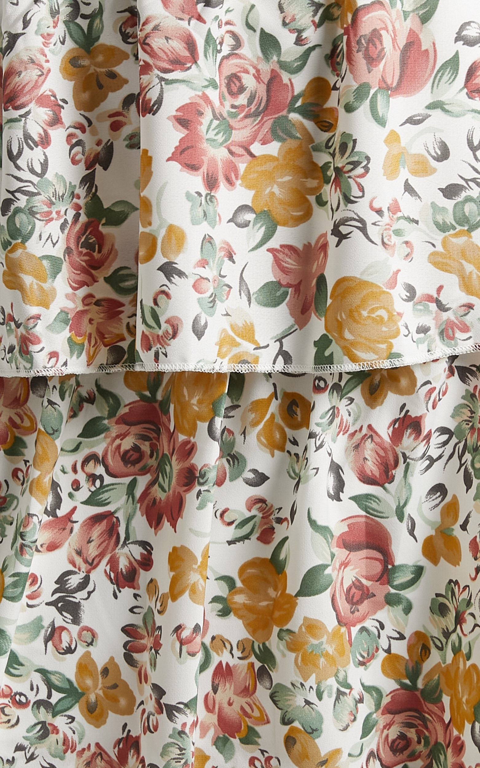 Caro Midi Dress - One Shoulder Tiered Dress in Multi Floral