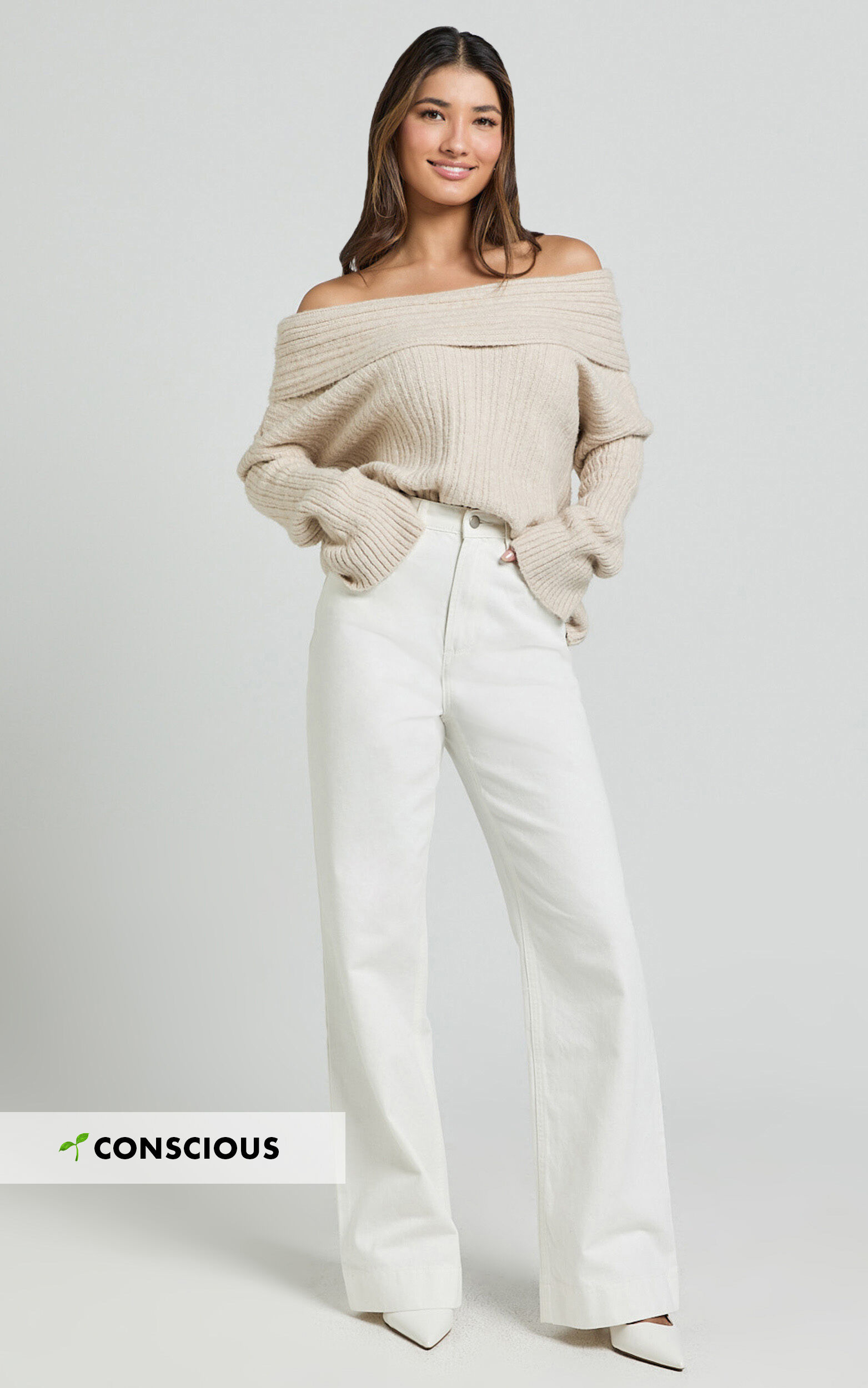 Dexter Jeans - High Waisted Straight Leg Denim Jeans in Ecru