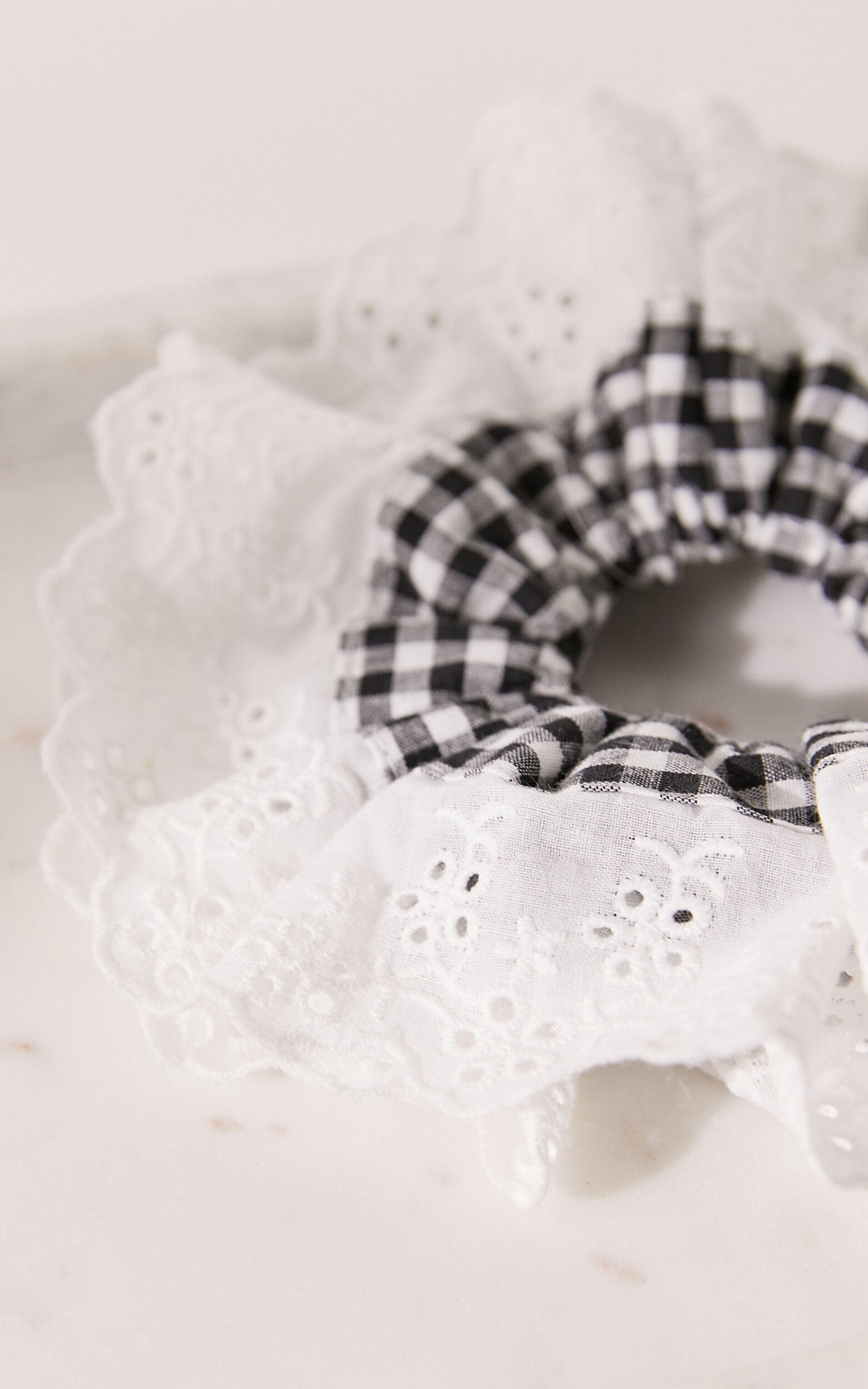 Finley Lace Scrunchie in Black Gingham