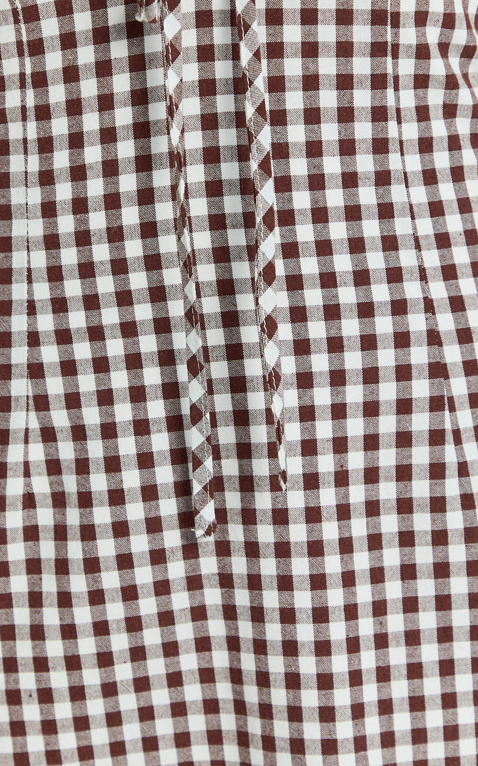 Emilia Mini Dress - Plunge Halter Bodycon Dress in Brown/White