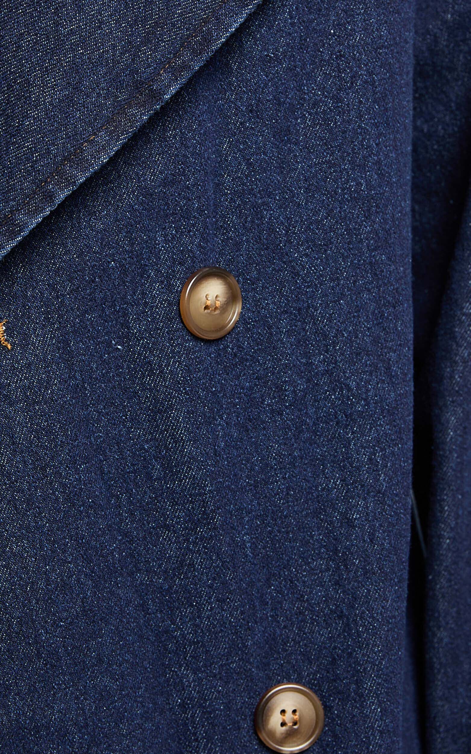 Vinnie Trench Coat - Denim Washed Trench Coat in Dark Blue Wash