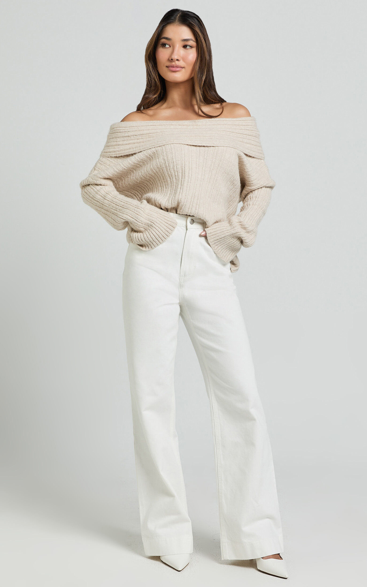 Dexter Jeans - High Waisted Straight Leg Denim Jeans in Ecru