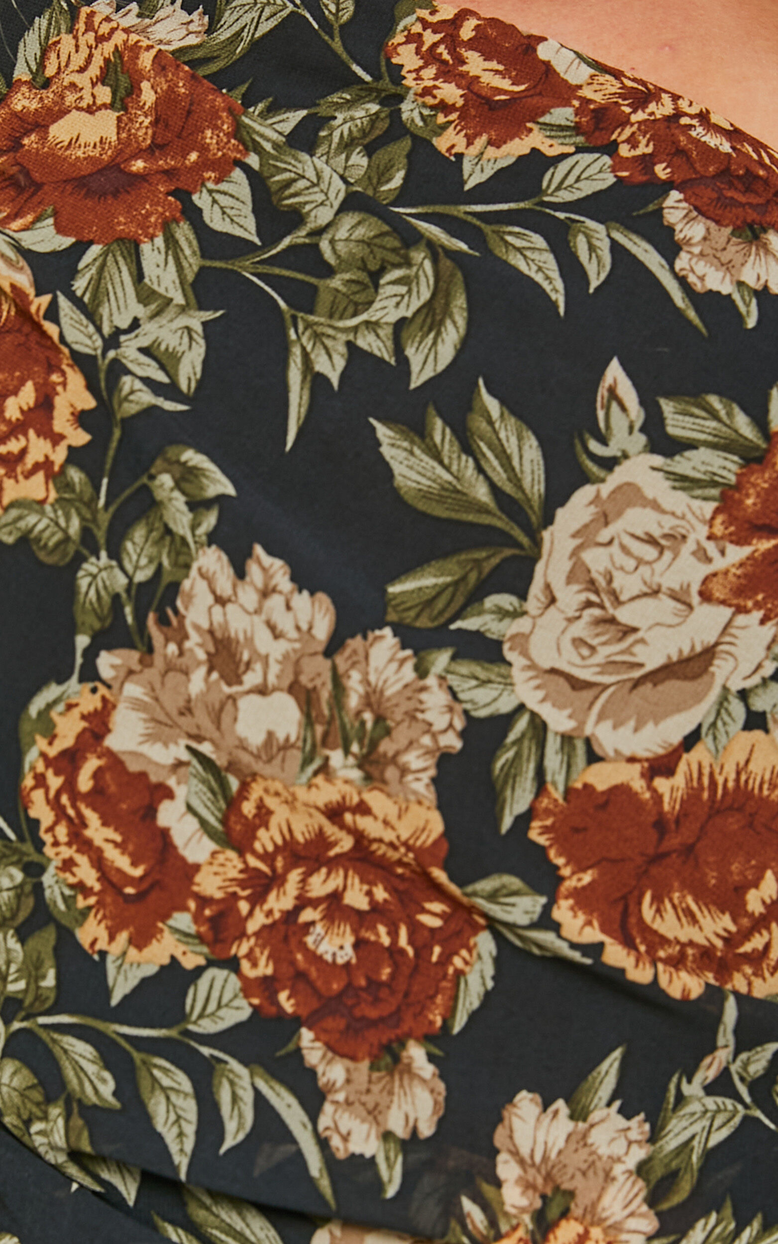 Jaziel Bodysuit - One Shoulder Ruched Bodysuit in Black Floral