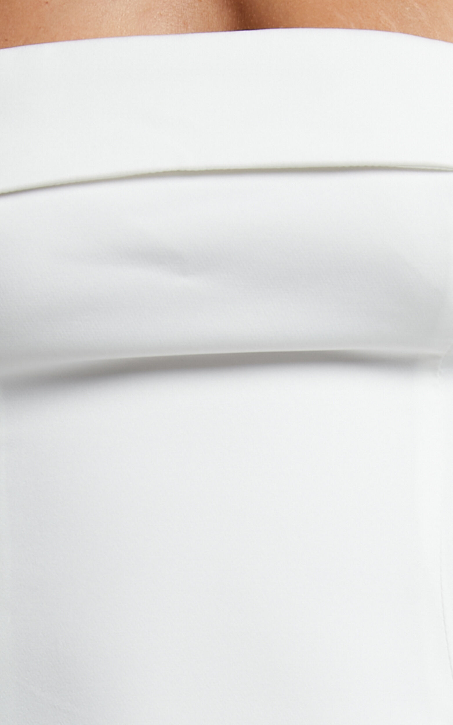 Tricia Mini Dress - Strapless Foldover Neckline Dress in White