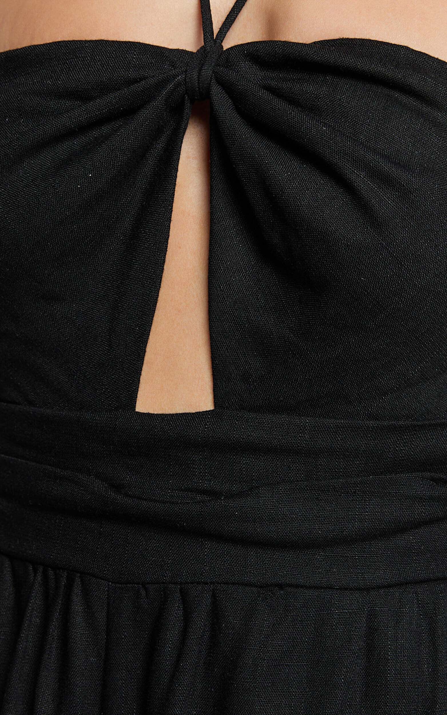 Isla Jumpsuit - Linen Halter Neck Jumpsuit in Black