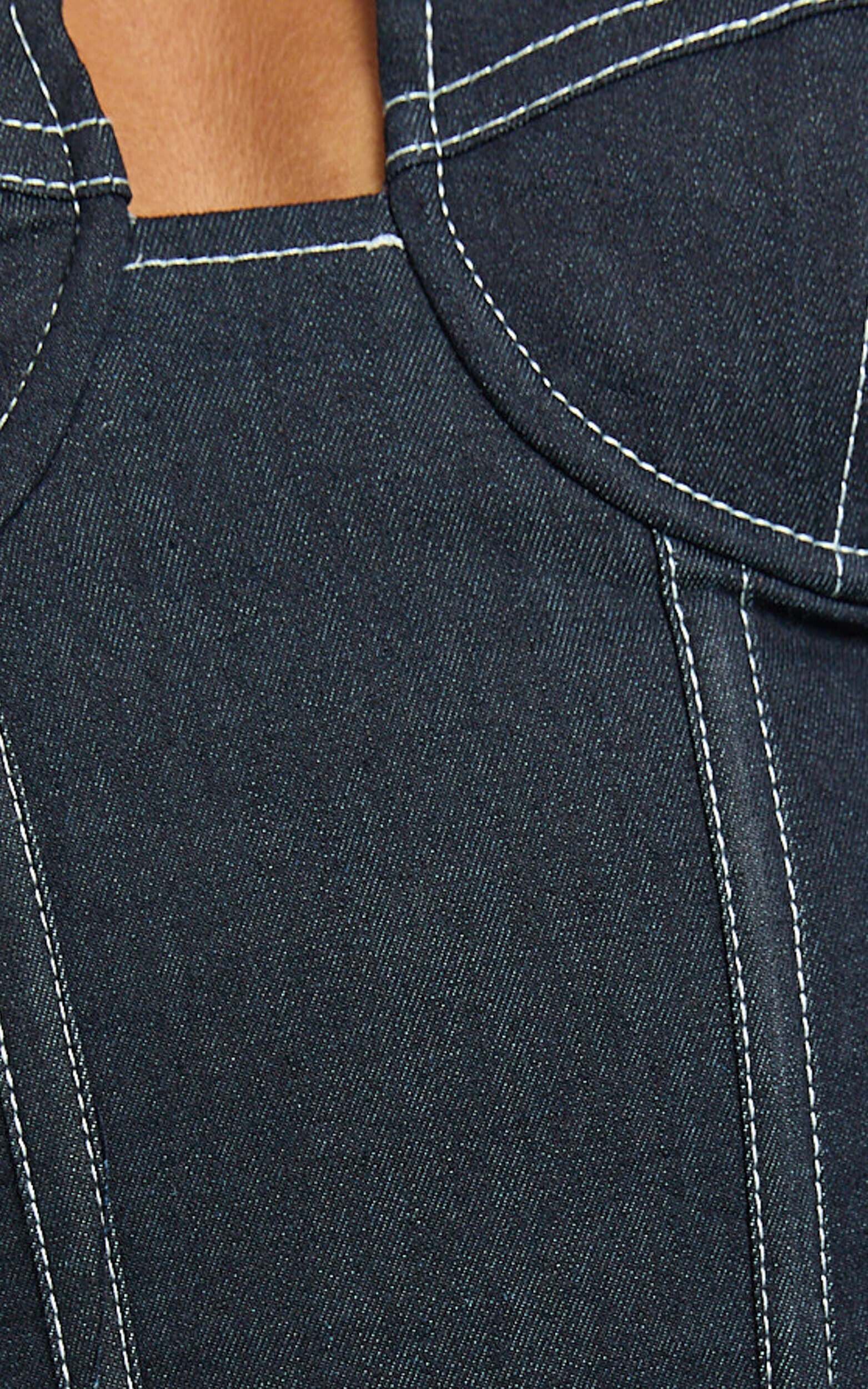 Carol Top - Denim Corset Top in Dark Raw Denim