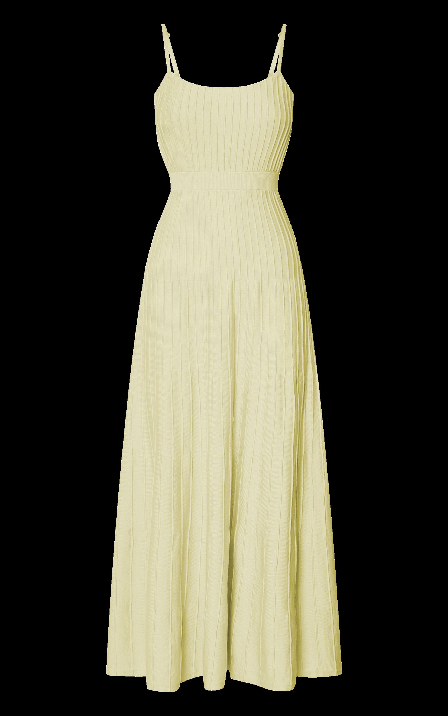 Donissa Midi Dress - Panelled Knit Dress in Butter Yellow