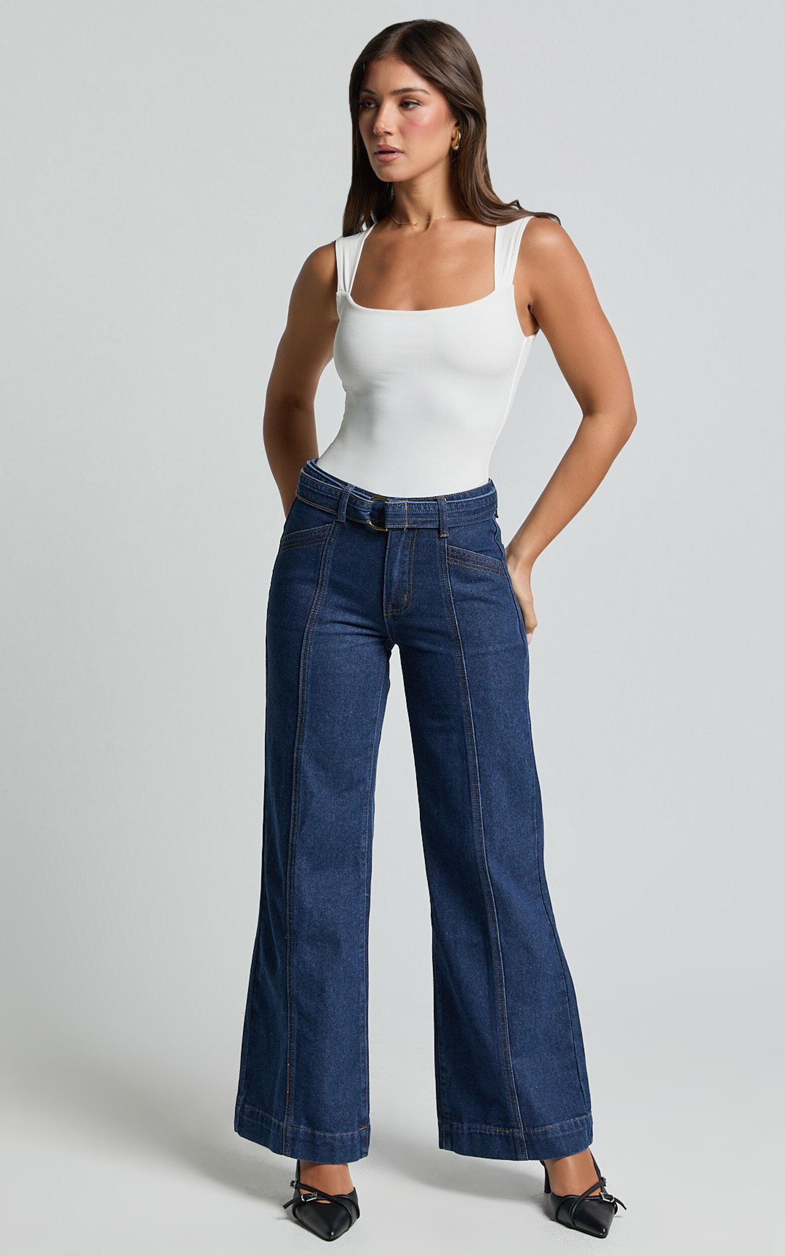 Ace Jeans - Wide Leg Denim Jeans in Indigo