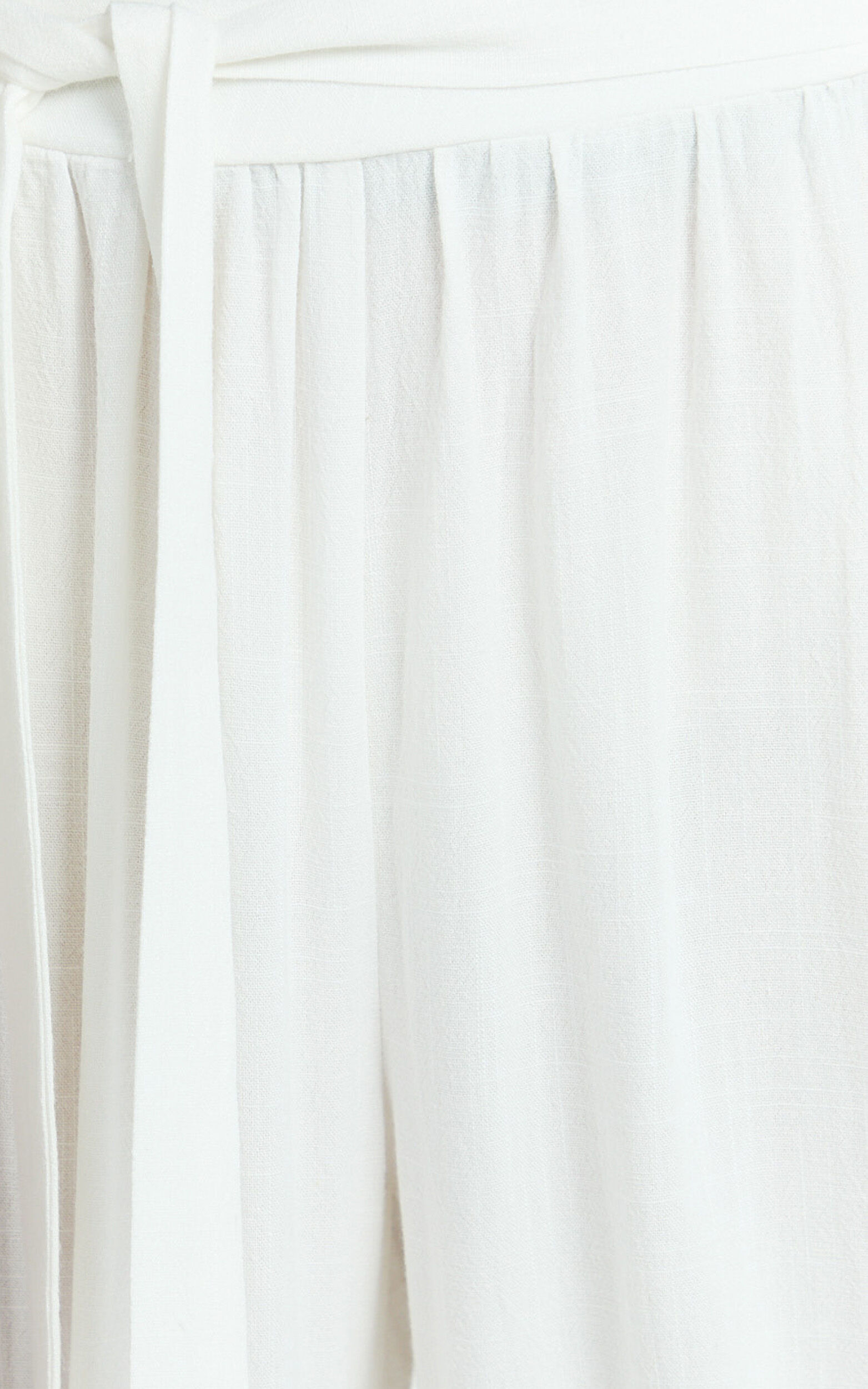 Kalli Pants - Linen Look Belted Wide Leg Relaxed Pants in White