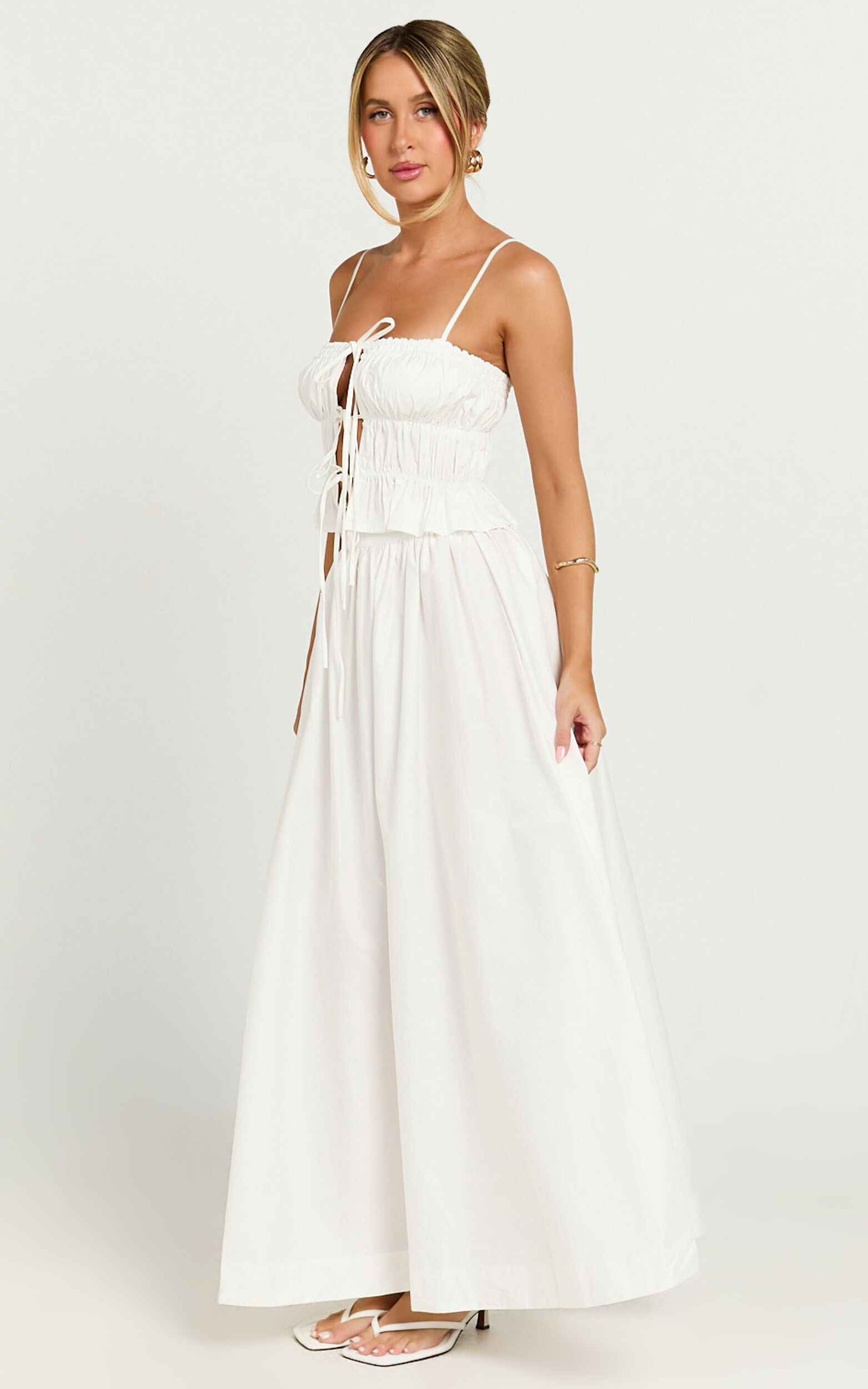 Preston Maxi Skirt - Gathered Waist Full Skirt in Ivory