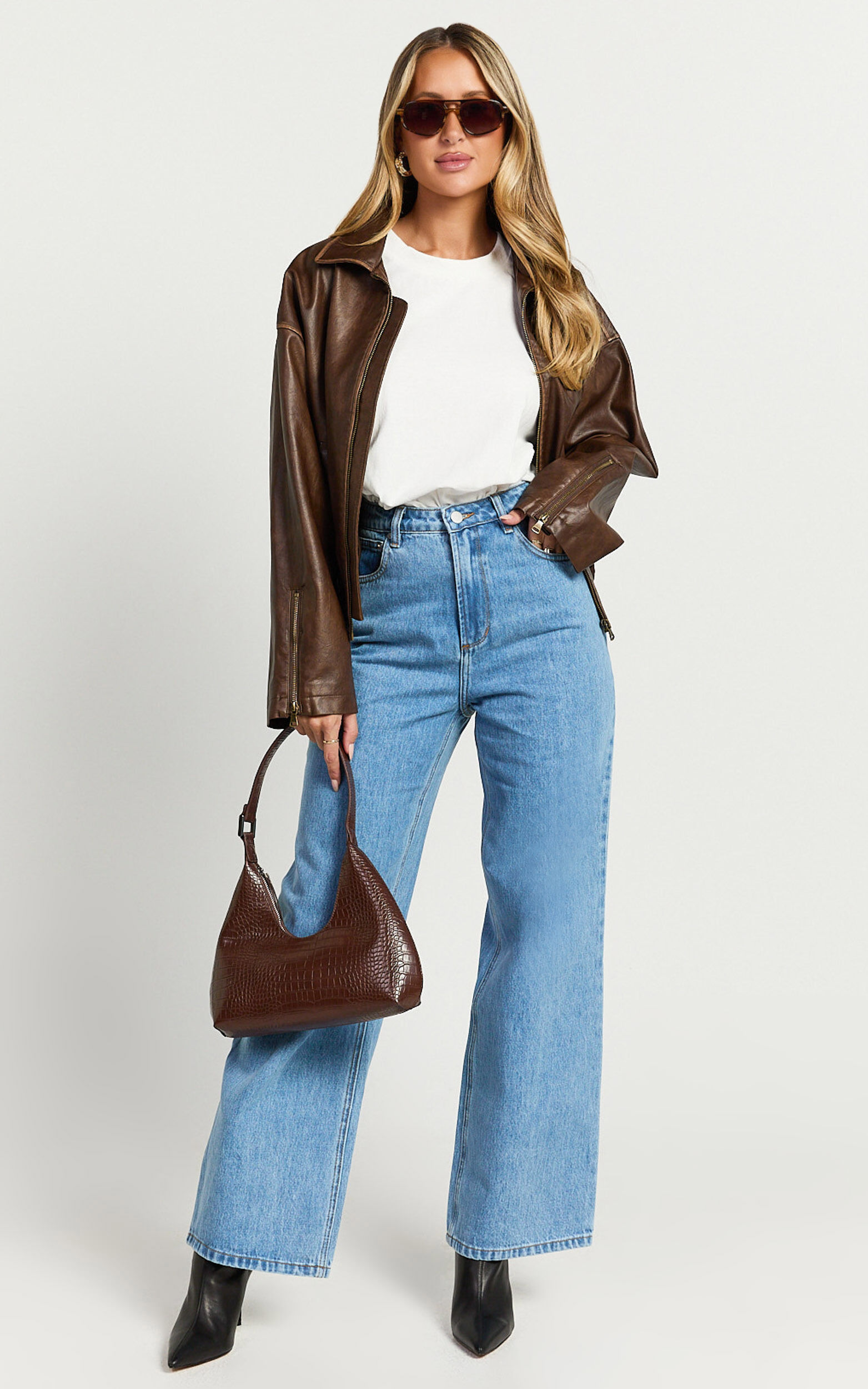 Prizza Top - Longlinge Boyfriend Tee Top in White