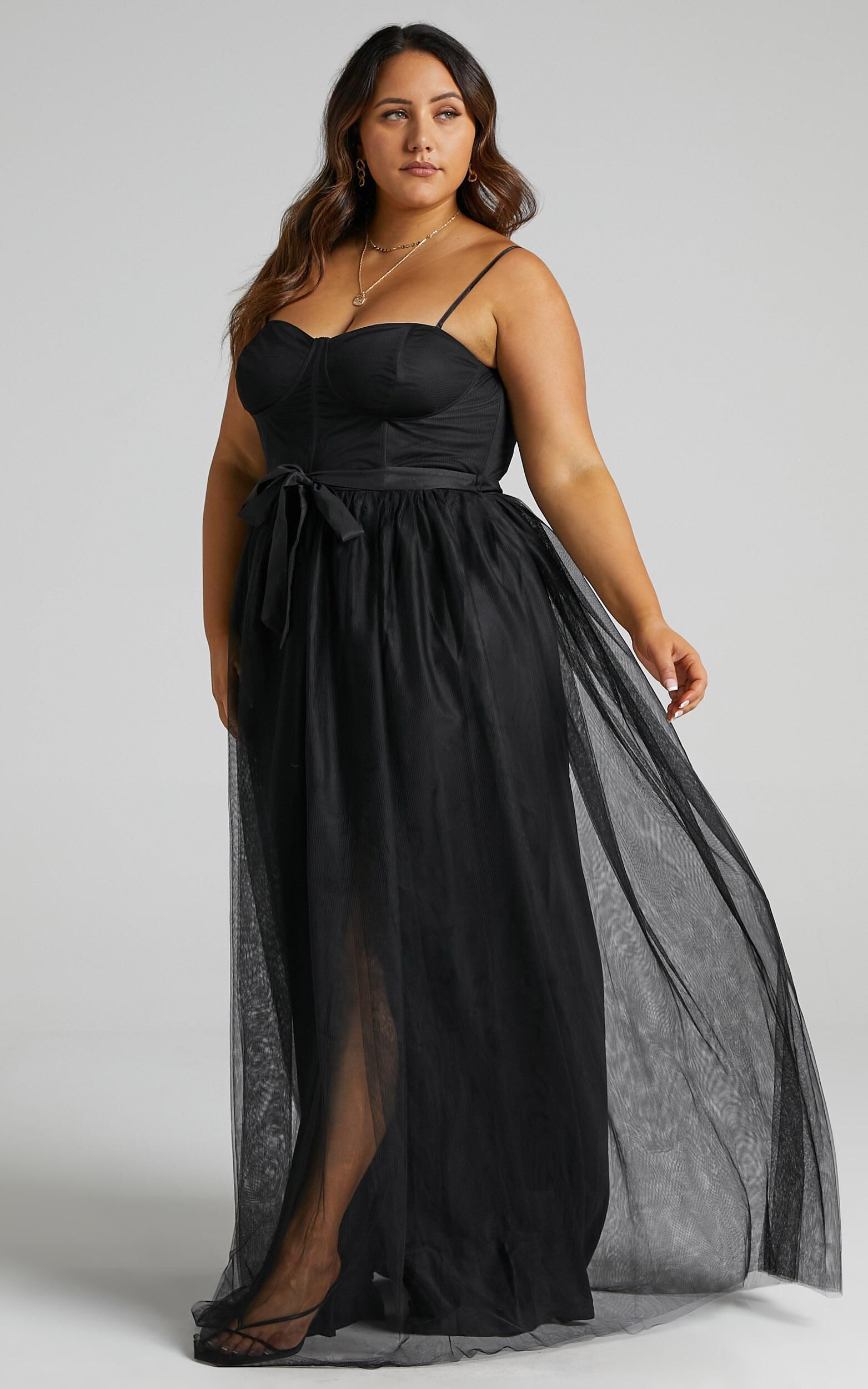 At The Altar Midi Dress - Bodice Dress in Black