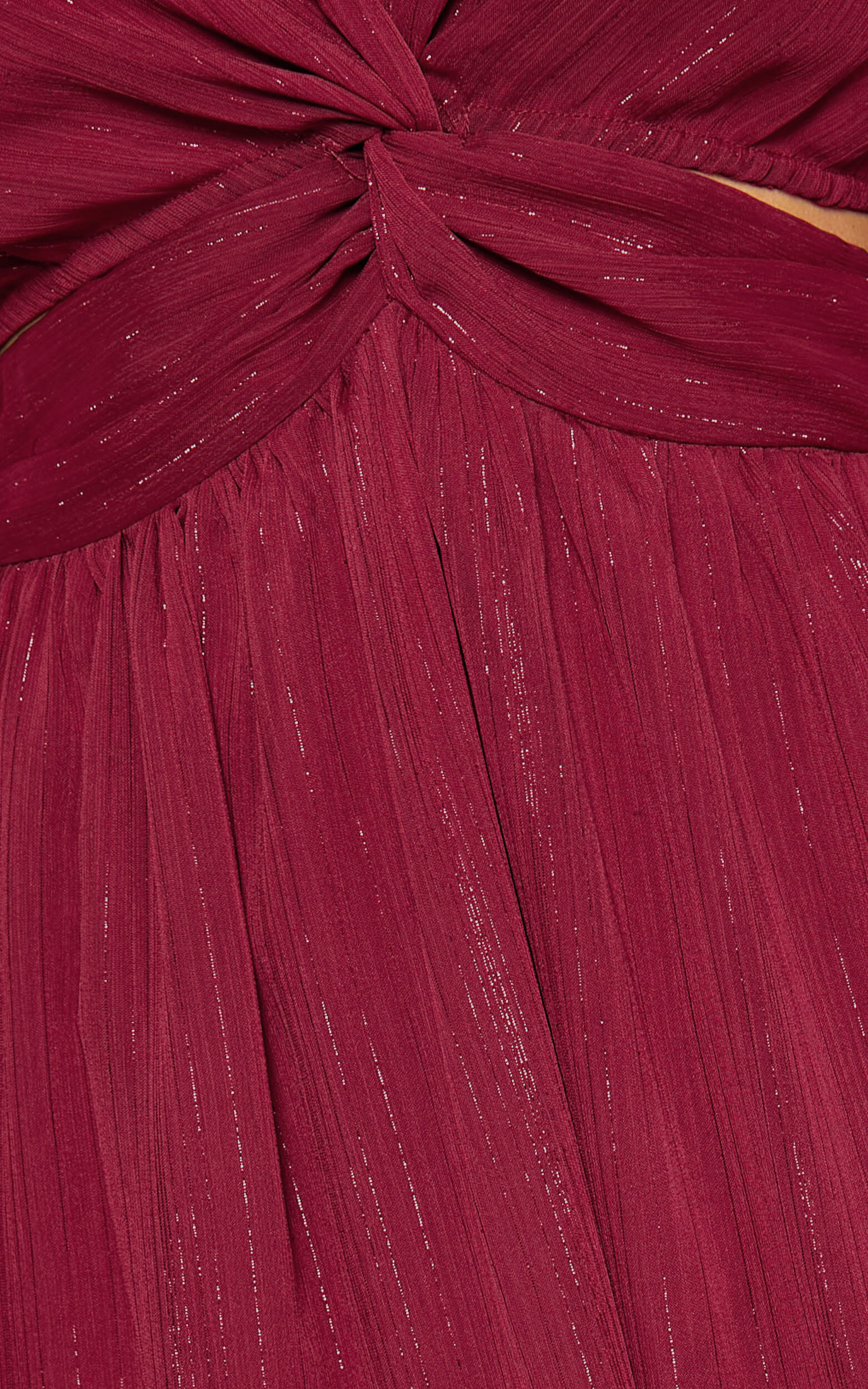 Edelyn Midi Dress - Cut Out Balloon Sleeve Tiered Dress in Burgundy