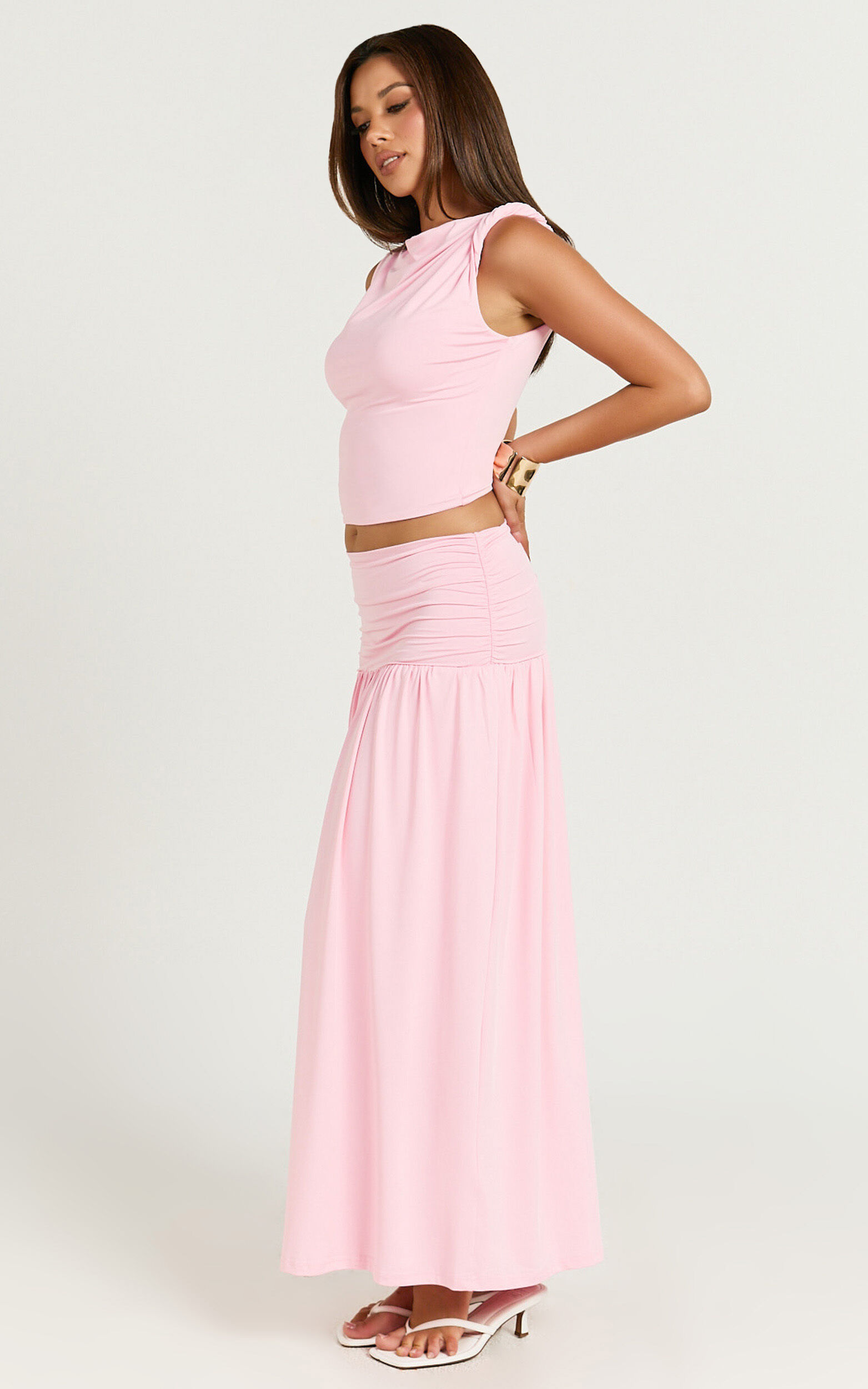 Nancy Maxi Skirt - Gathered Waist Skirt in Pink