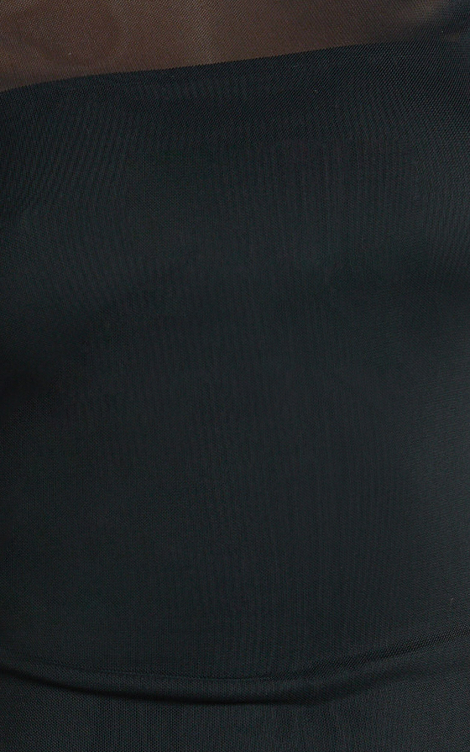 Renata Maxi Dress - Short Sleeve Contrast Collar Bodycon Dress in Black