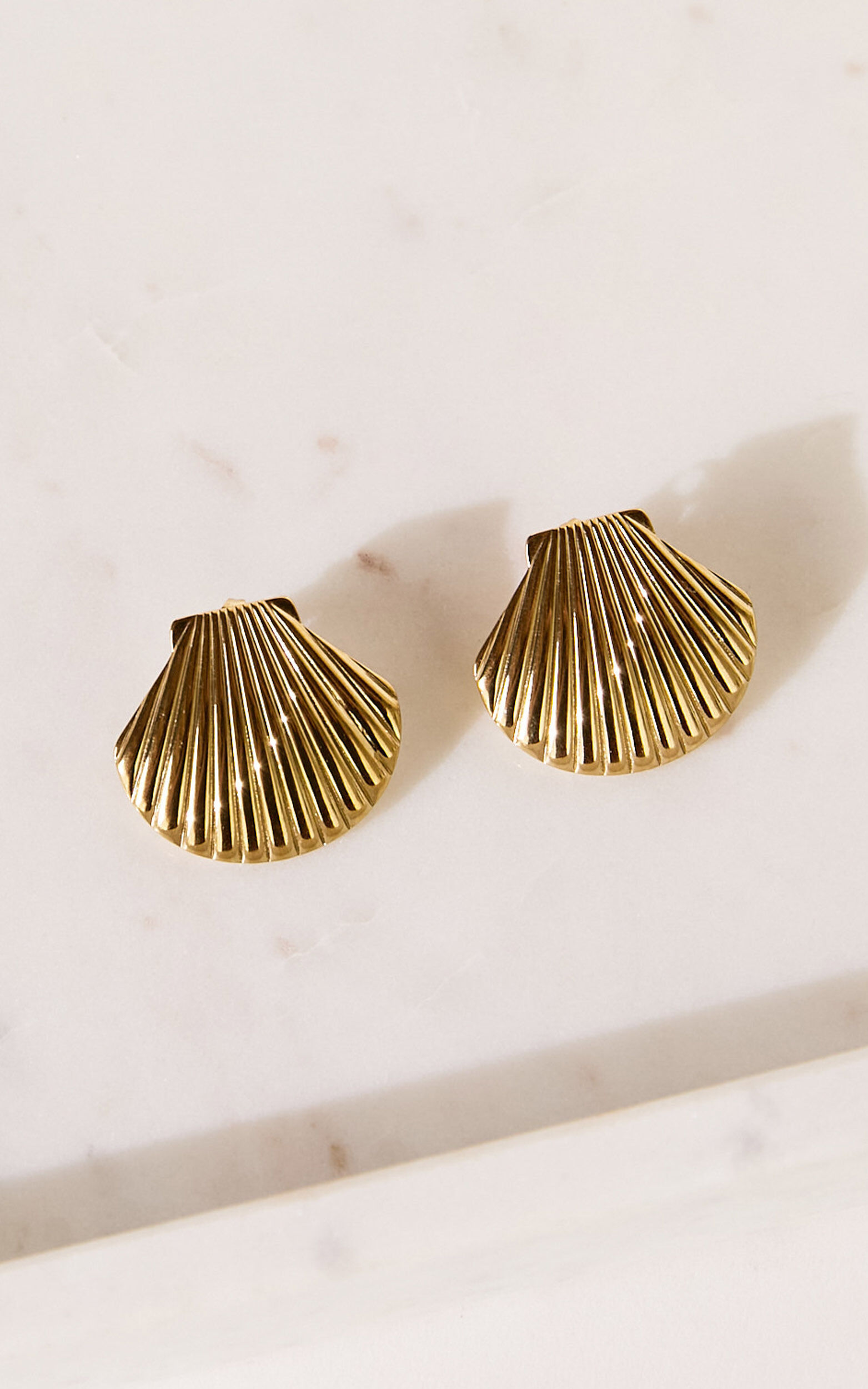 Lucy Earrings - Shell Statement Stud Earrings in Gold