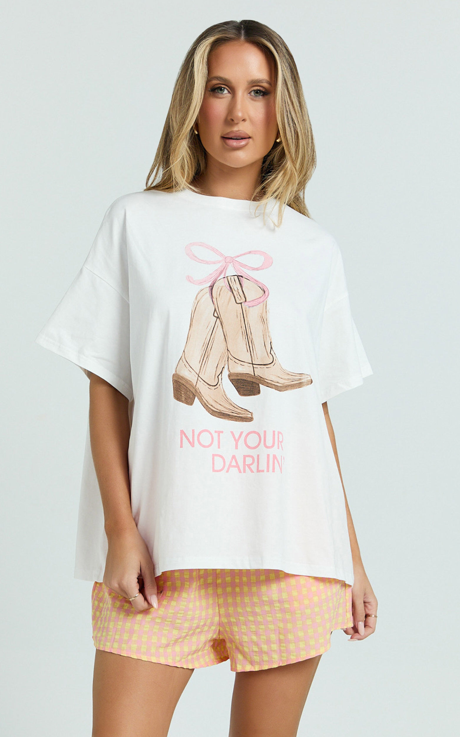 Archer Two Piece Set - Boots T-Shirt Set in White/Orange