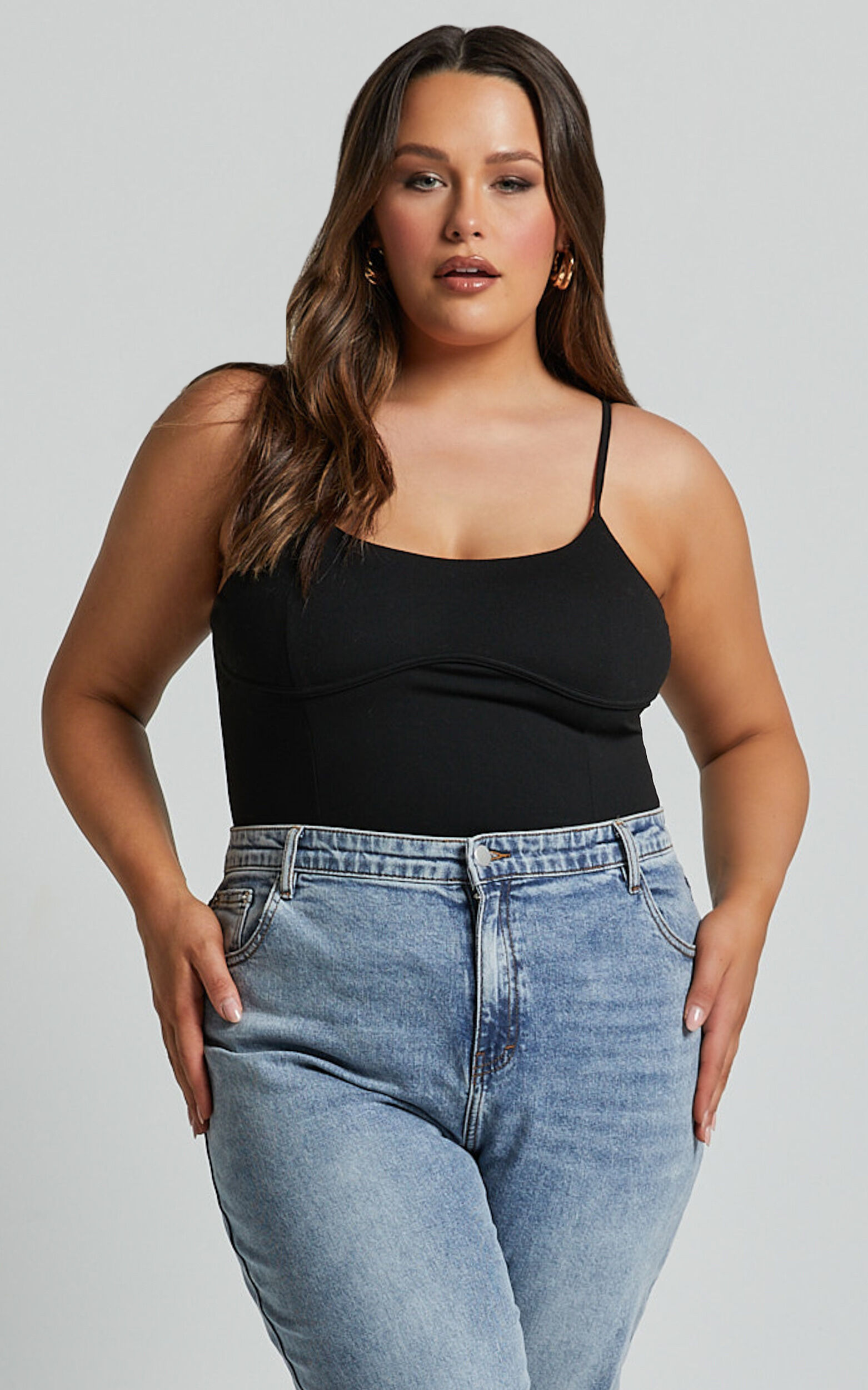 Daramie Bodysuit - Underbust Detail Bodysuit in Black