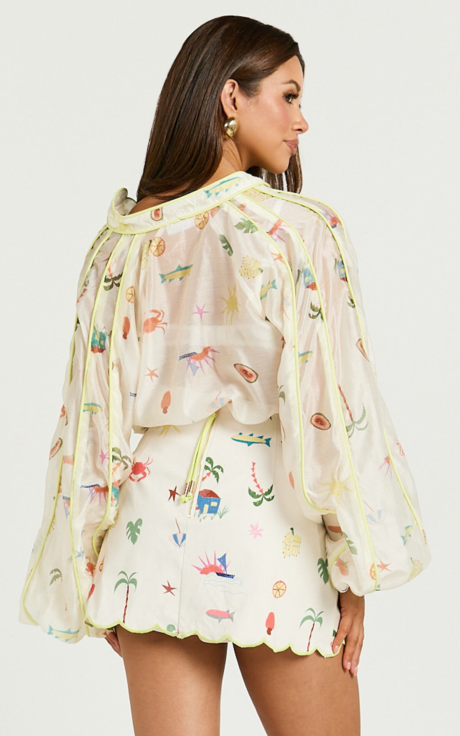Amalie The Label - Malia Full Sleeve Button Front Blouse in Tropical Oasis Print