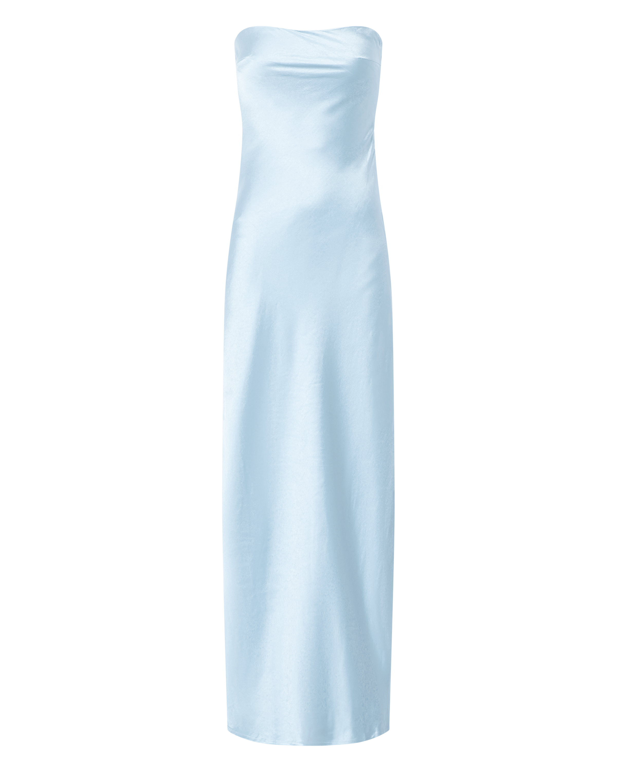 Charlita Maxi Dress - Strapless Cowl Back Satin Dress in Light Blue