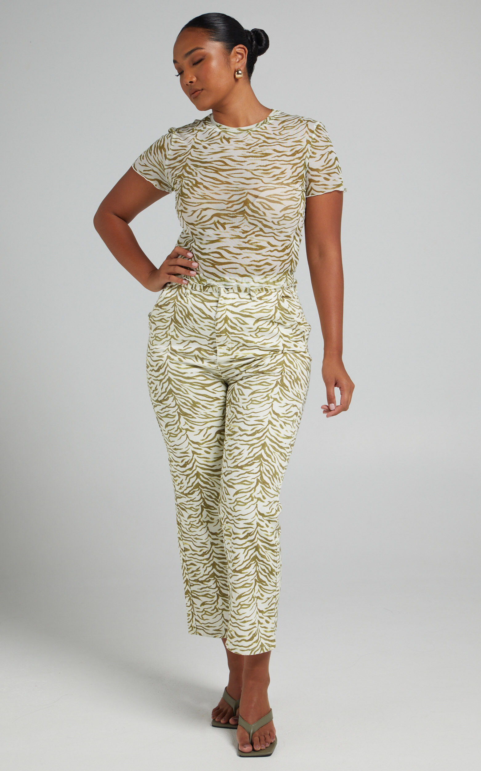 Cools Club - Mid Rise California Pant in HERB ZEBRA