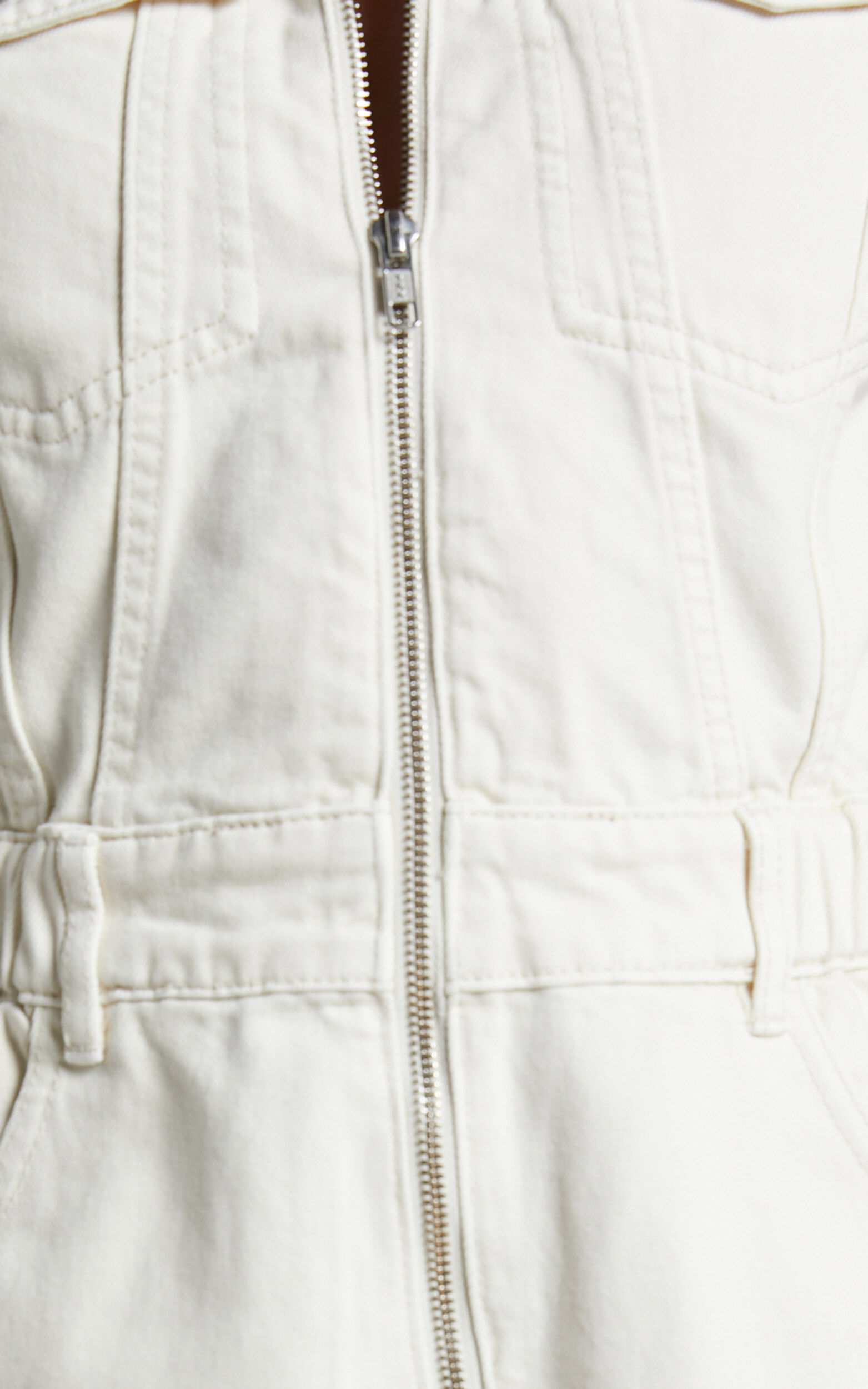 Mauriel Playsuit - Recycled Cotton Utility Playsuit in Ecru