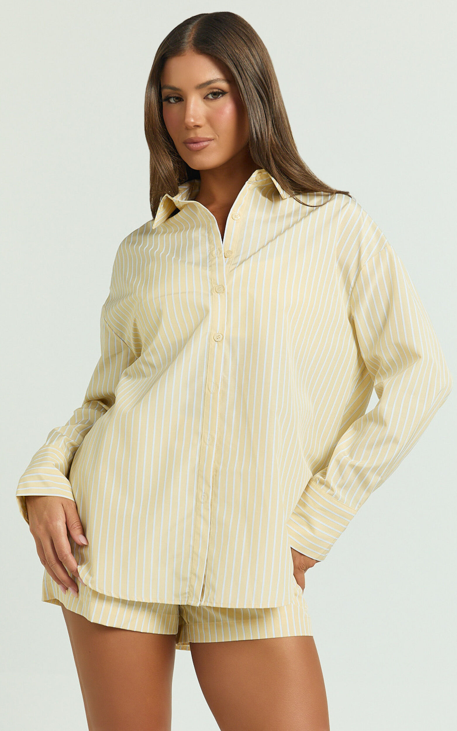 Terah Shirt - Button Up Shirt in Lemon Stripe