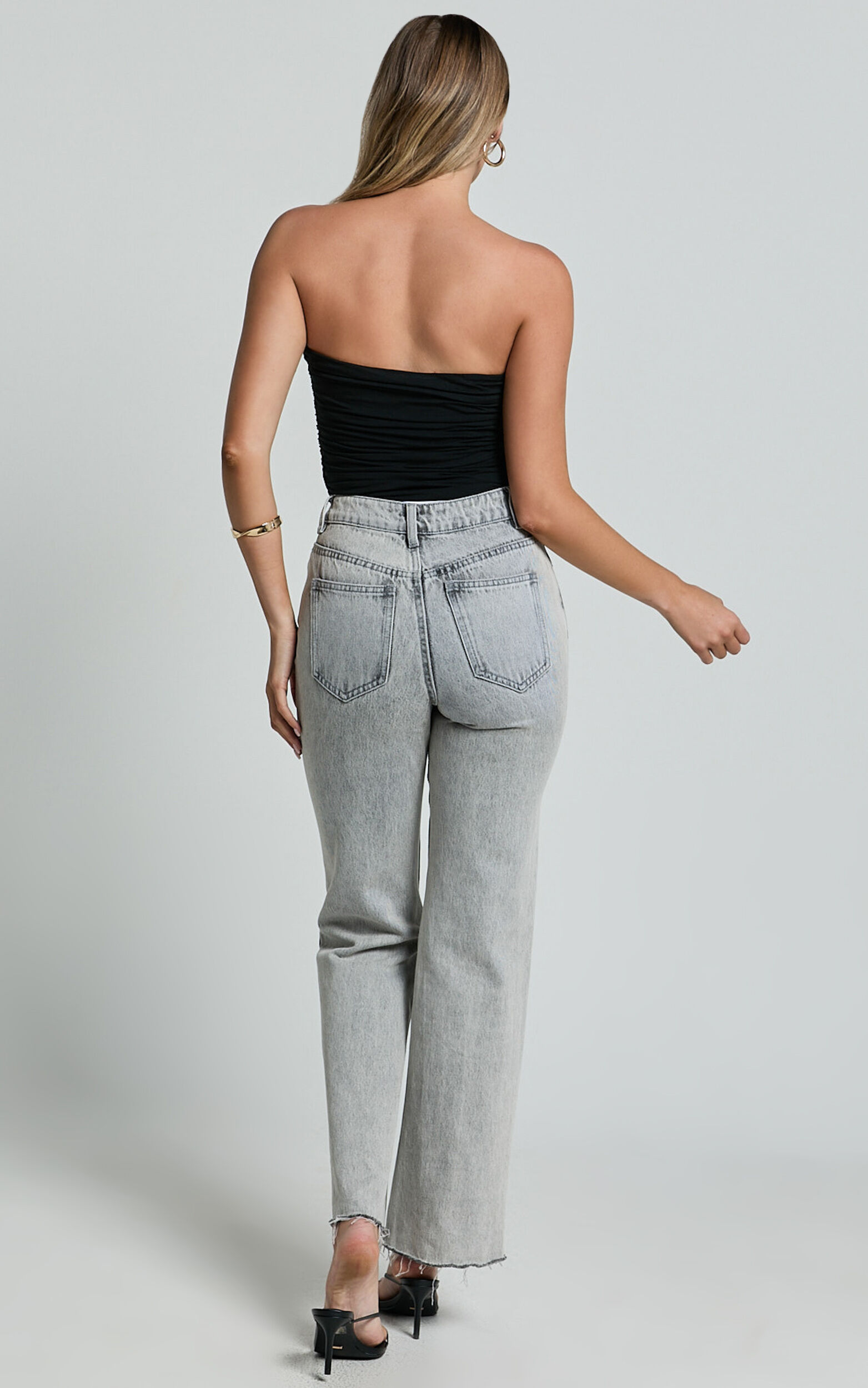 Dexter Jeans - High Waisted Straight Leg Denim Jeans in Grey Wash