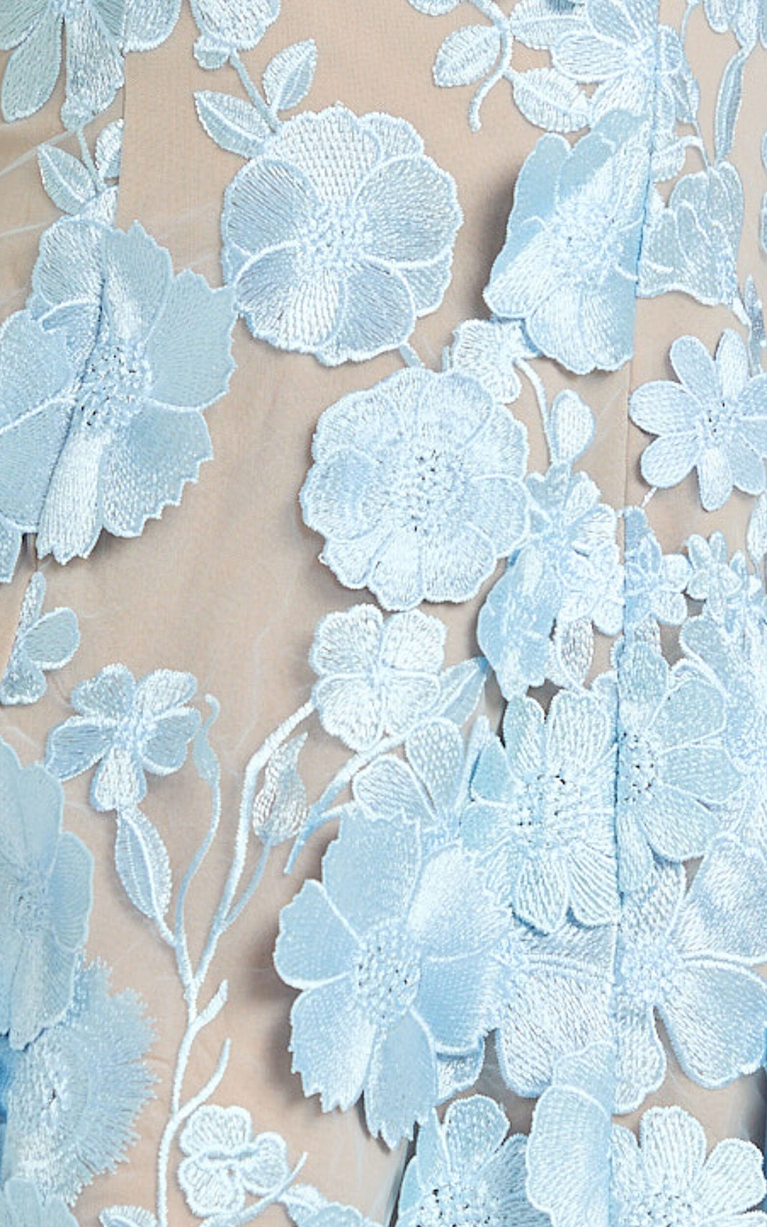 Sienna Mini Dress - 3D Floral Fit And Flare Dress in Blue