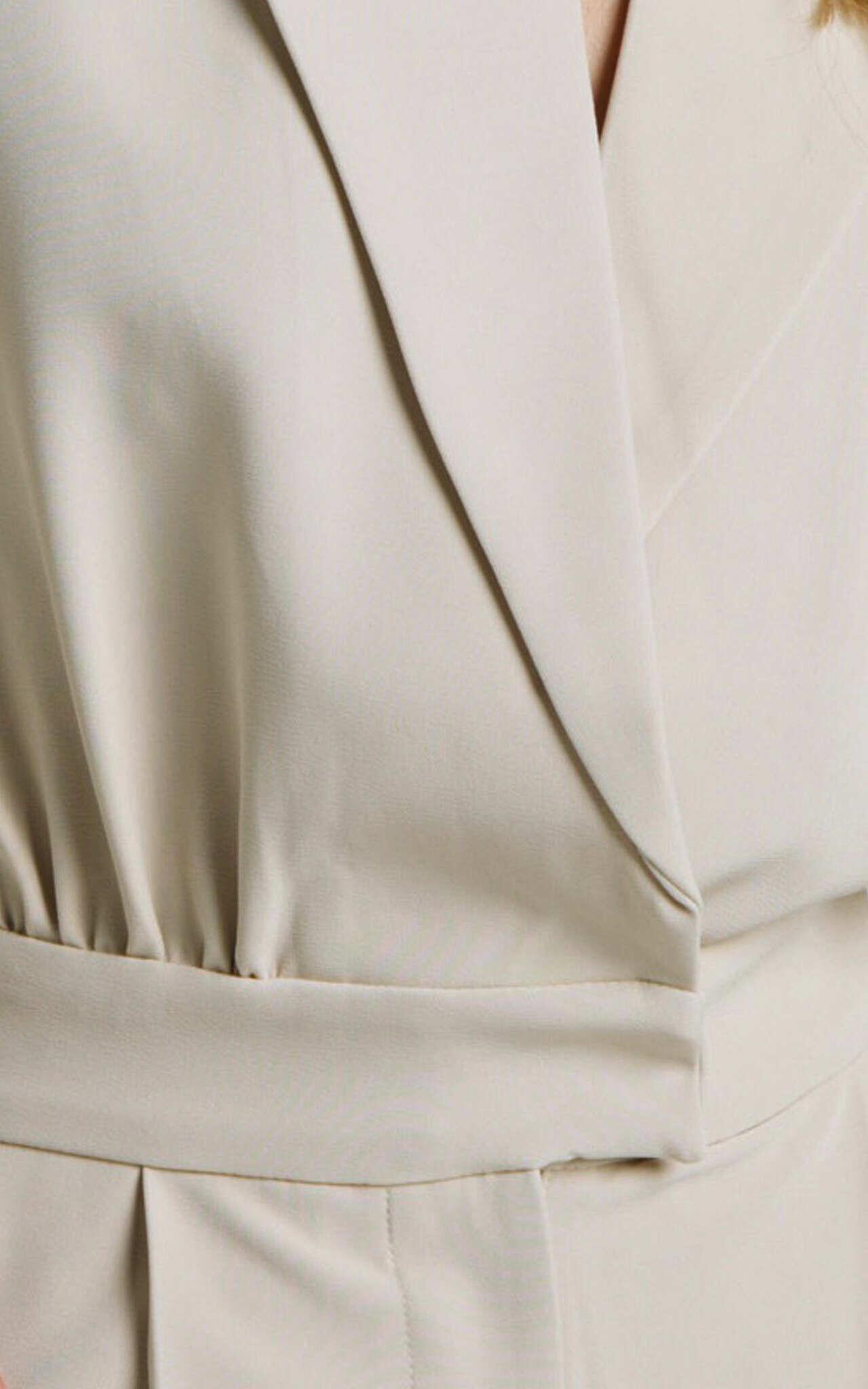 Coco Jumpsuit - Collared Short Sleeve Straight Leg Jumpsuit in Stone