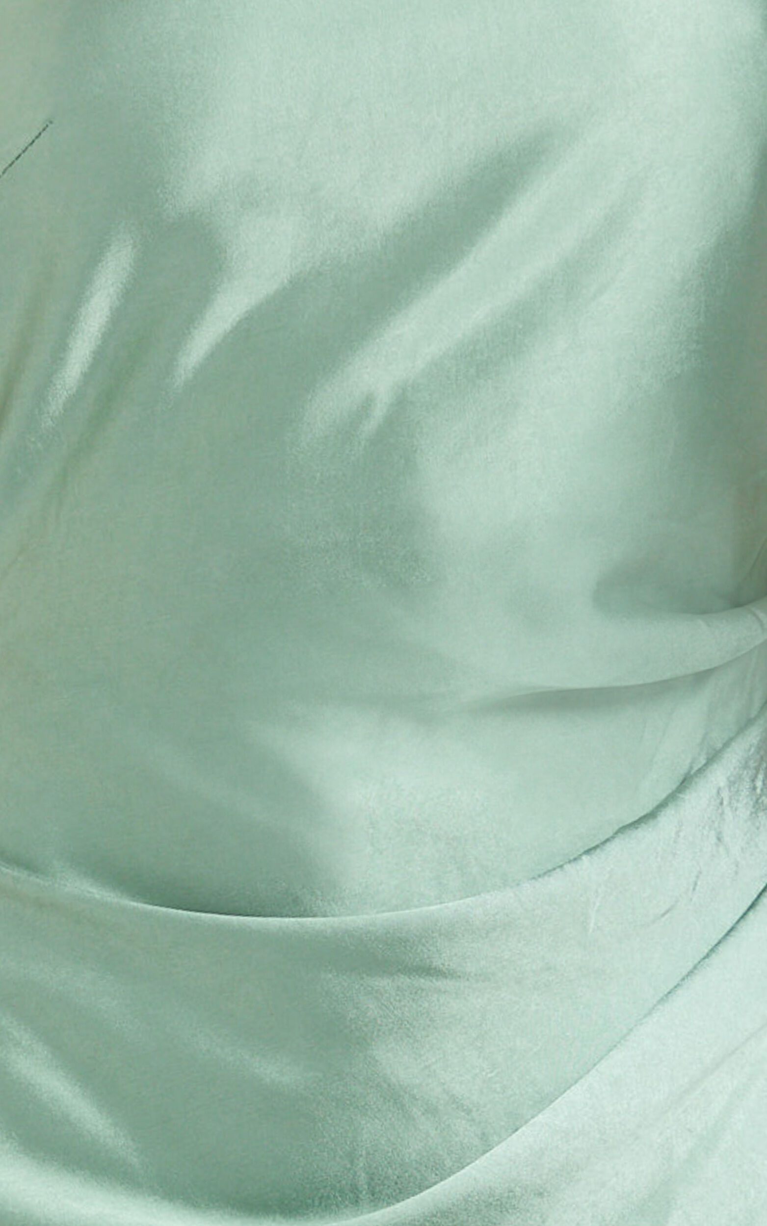 Glenda Midi Dress - Satin Strapless Side Split Dress in Sage