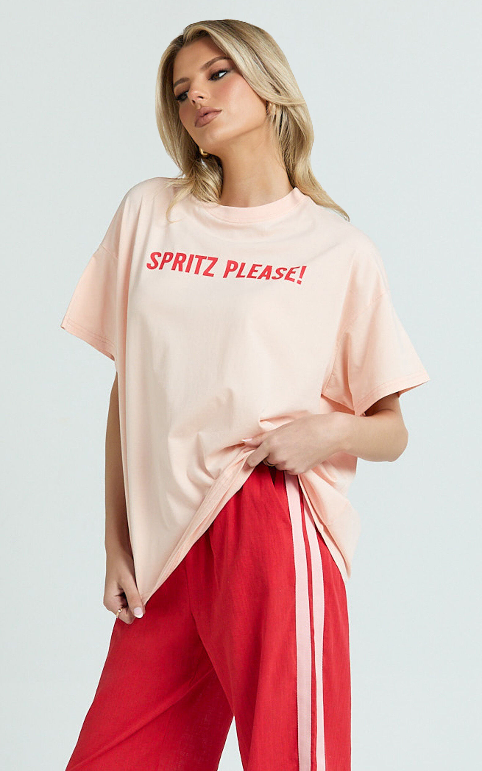 Arlette Two Piece Set - Spritz Peach Set in Peach/Red